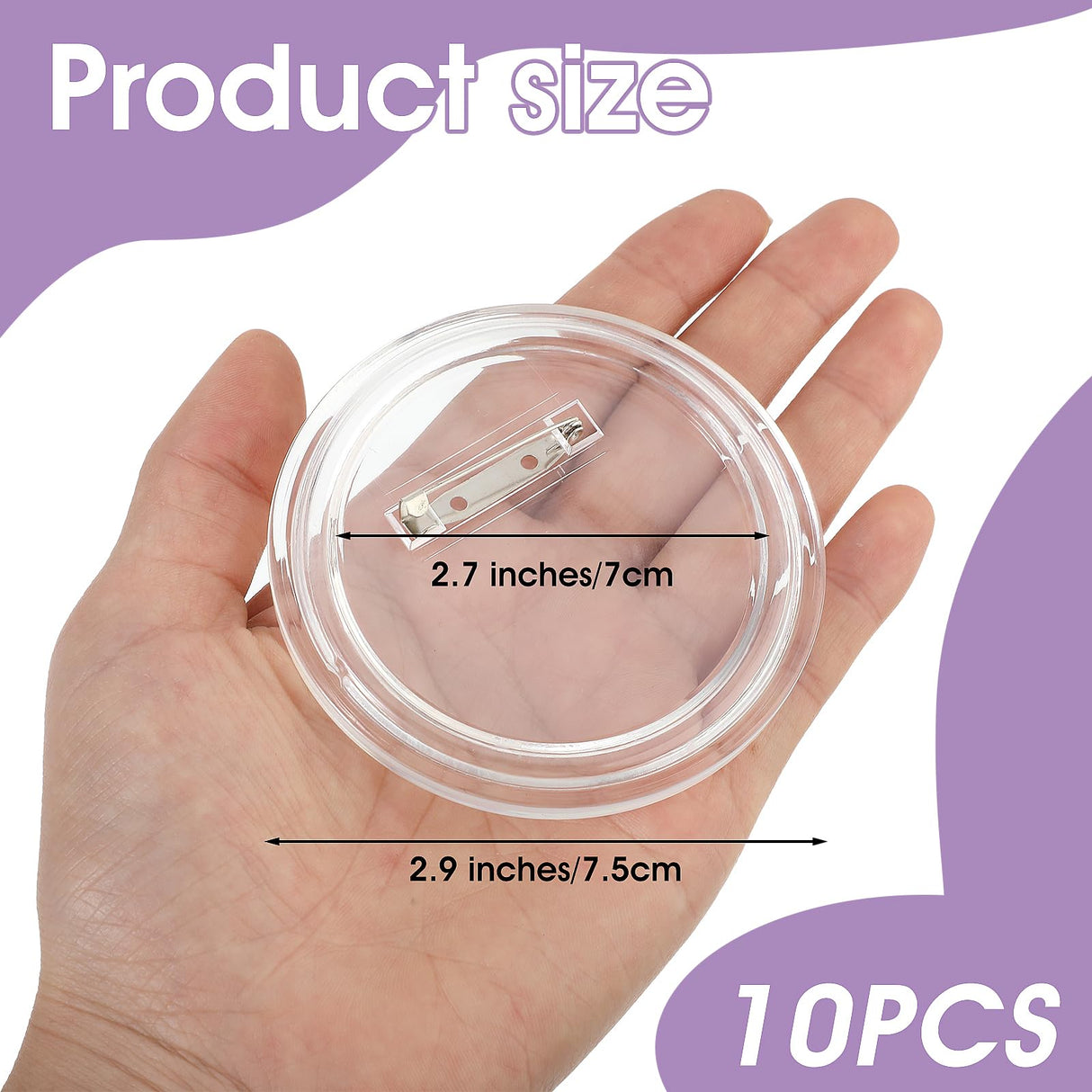 10 Pcs Blank Button Pins 2.9 inch DIY Button Pins Make Your Own Buttons Custom Button Pins with Pins Clear Picture Buttons Badges Kit for Crafts Children's Paper Craft Activities Bremorou