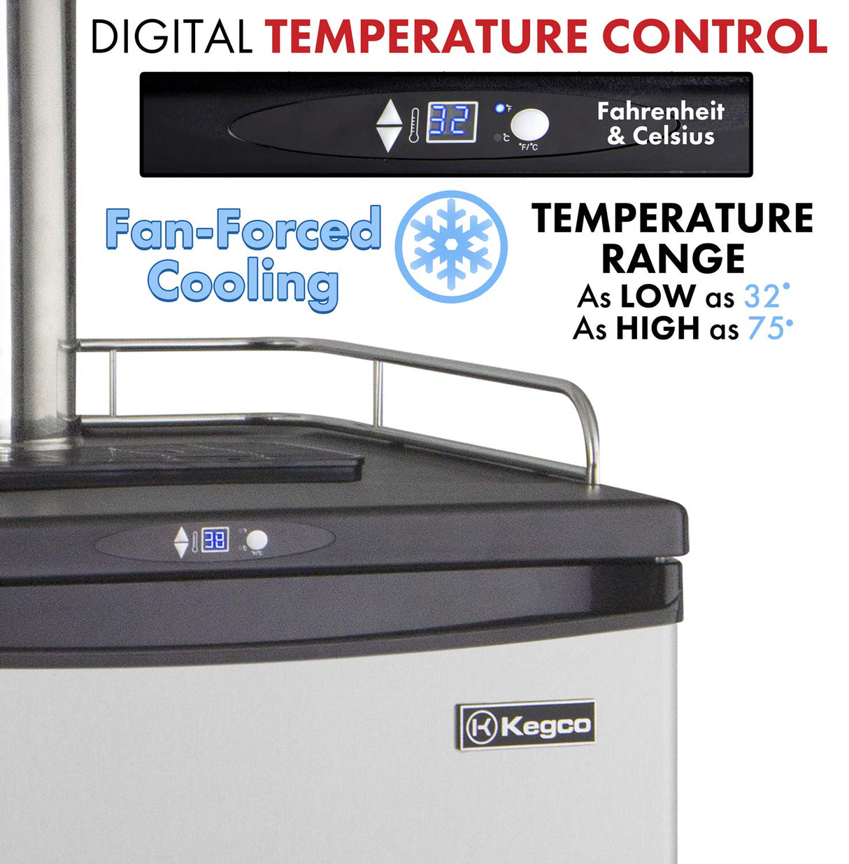 Kegco Keg Dispenser, Two Faucet, Stainless Steel Kegco