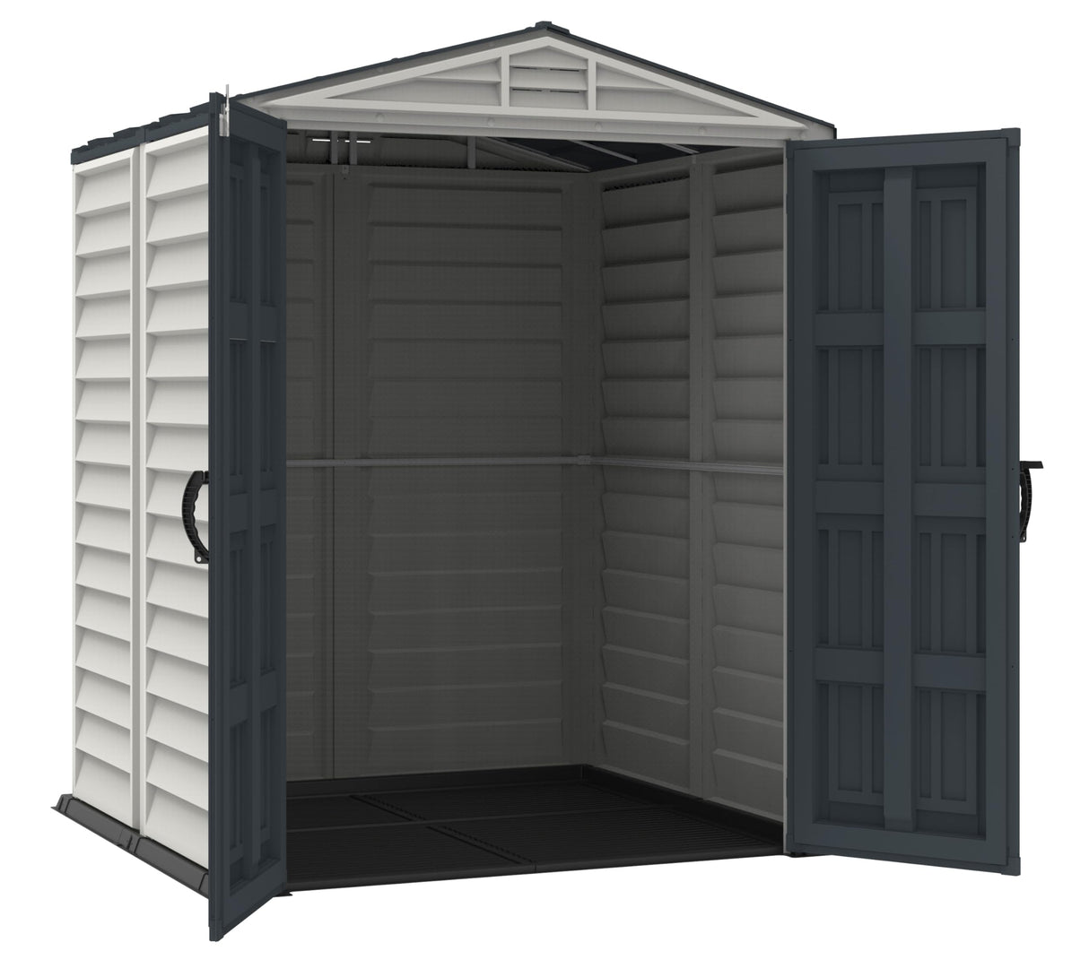 Duramax YardMate 5' x 5' Plus Plastic Garden Shed with Plastic Floor - Anthracite & Adobe - 15 Years Warranty DURAMAX