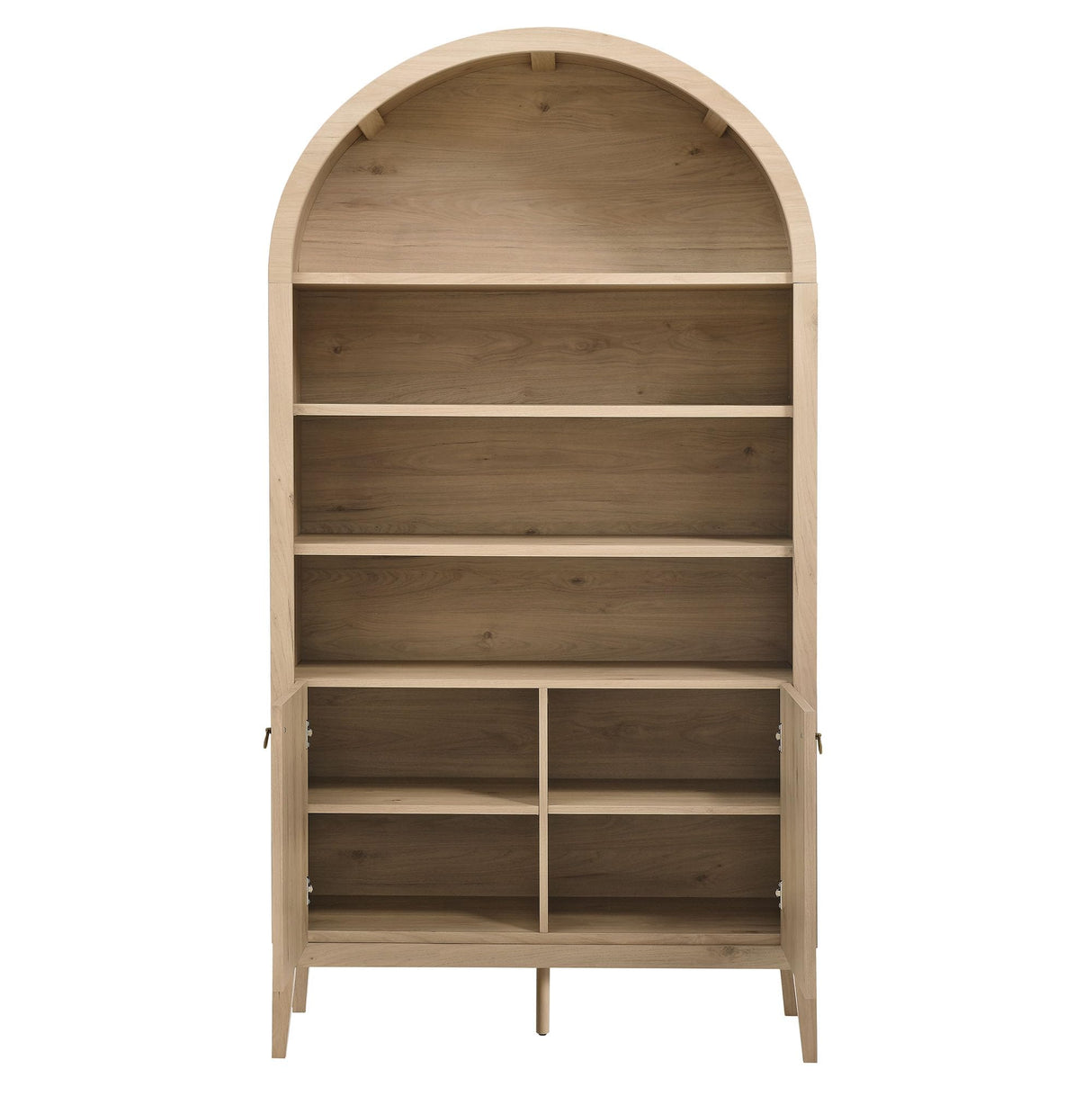 Modway Nolan Tall Arched Storage Display Cabinet in Light Oak - 74 Inch Arch Bookshelf with Open and Closed Shelving - Modern Accent Cabinet for Living Room, Dining Room Modway