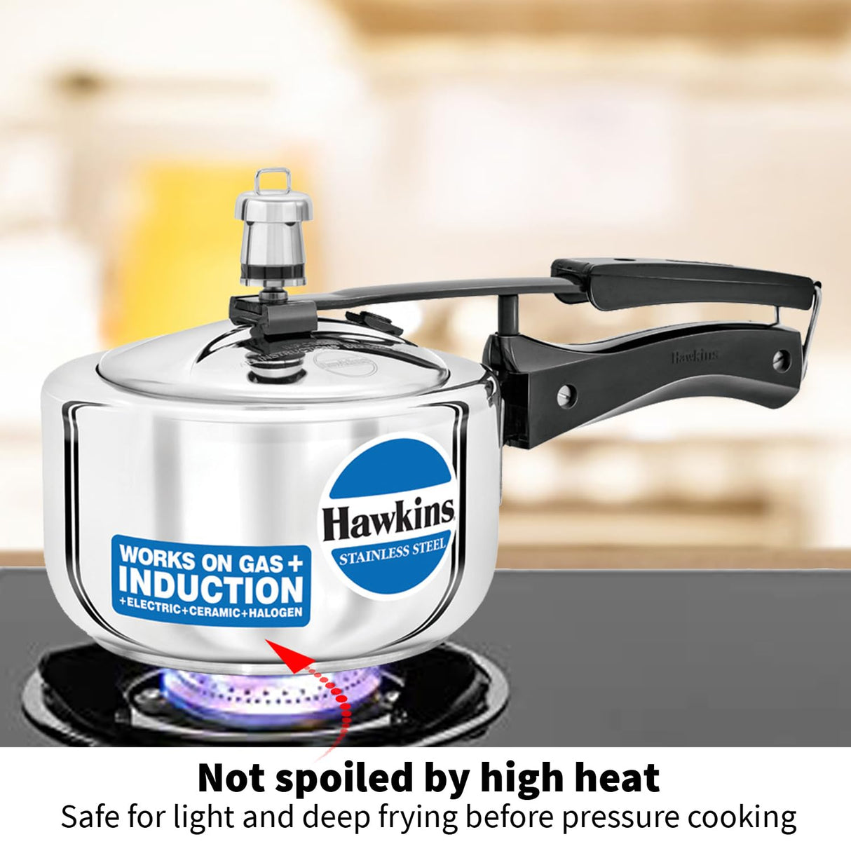 Hawkins 1.5 Litre Pressure Cooker, Stainless Steel Inner Lid Cooker, Induction Cooker, Small Cooker, Silver (HSS15) HAWKINS