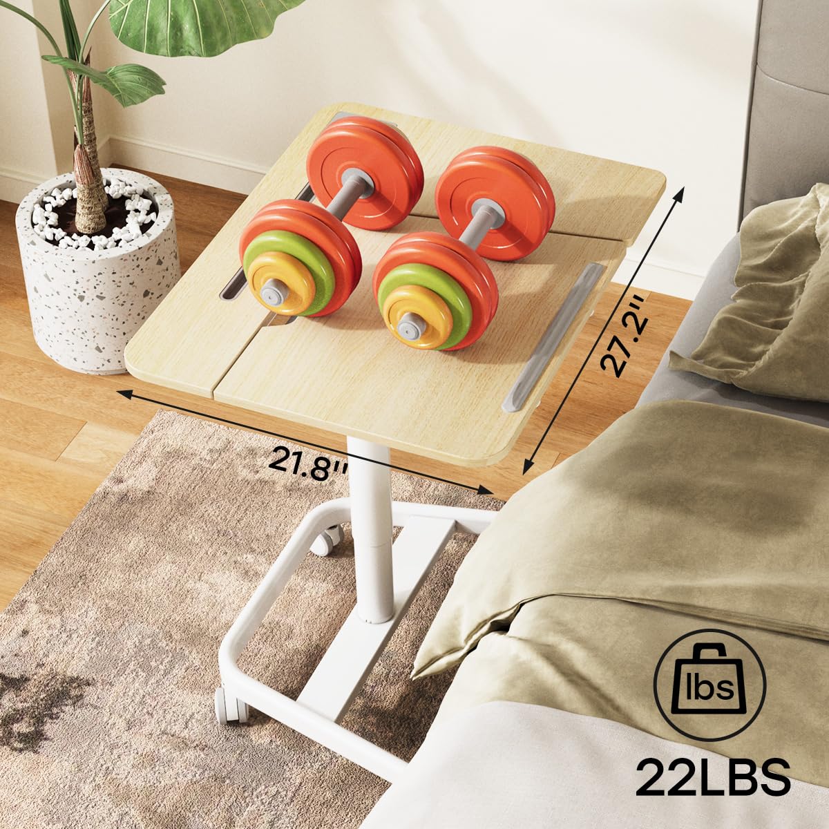 JOY worker Mobile Standing Desk, Pneumatic Height Adjustable Table, 60° Tiltable Rolling Laptop Desk, Portable Sit Stand Desk with Wheels Cup Holder JOY worker