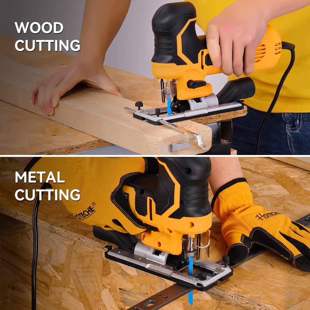 Hoteche 6.5-Amp Jig Saw Corded 6 Vriable Speed Jigsaw with LED Light and 2Pcs of Blades Hoteche