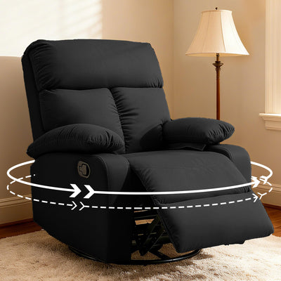 GNMLP2020 Rocking Recliner, 360° Swivel Recliner Chairs for Adults, Small Rocker Recliners for Small Spaces, Living Room, Bedroom, Nursery, RV, Black