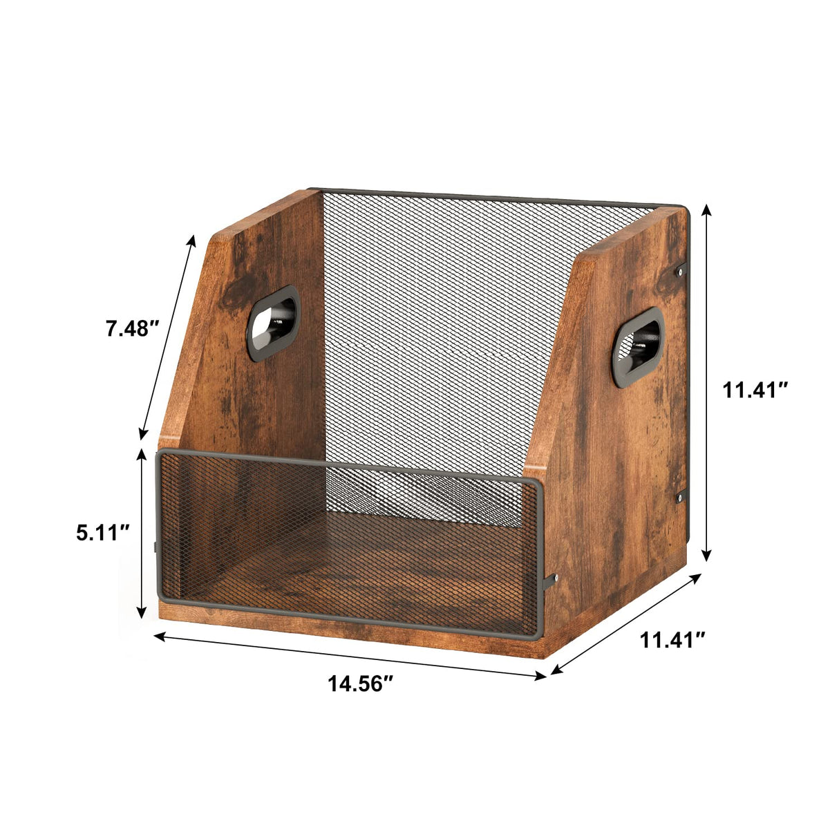 Homeiju Vinyl Record Storage, Record Box Case Crate, Vinyl Record Album Holder, Desktop Metal & Wooden LP Record Crate, Holds up to 60 Records(Patent No.D1024563 Homeiju