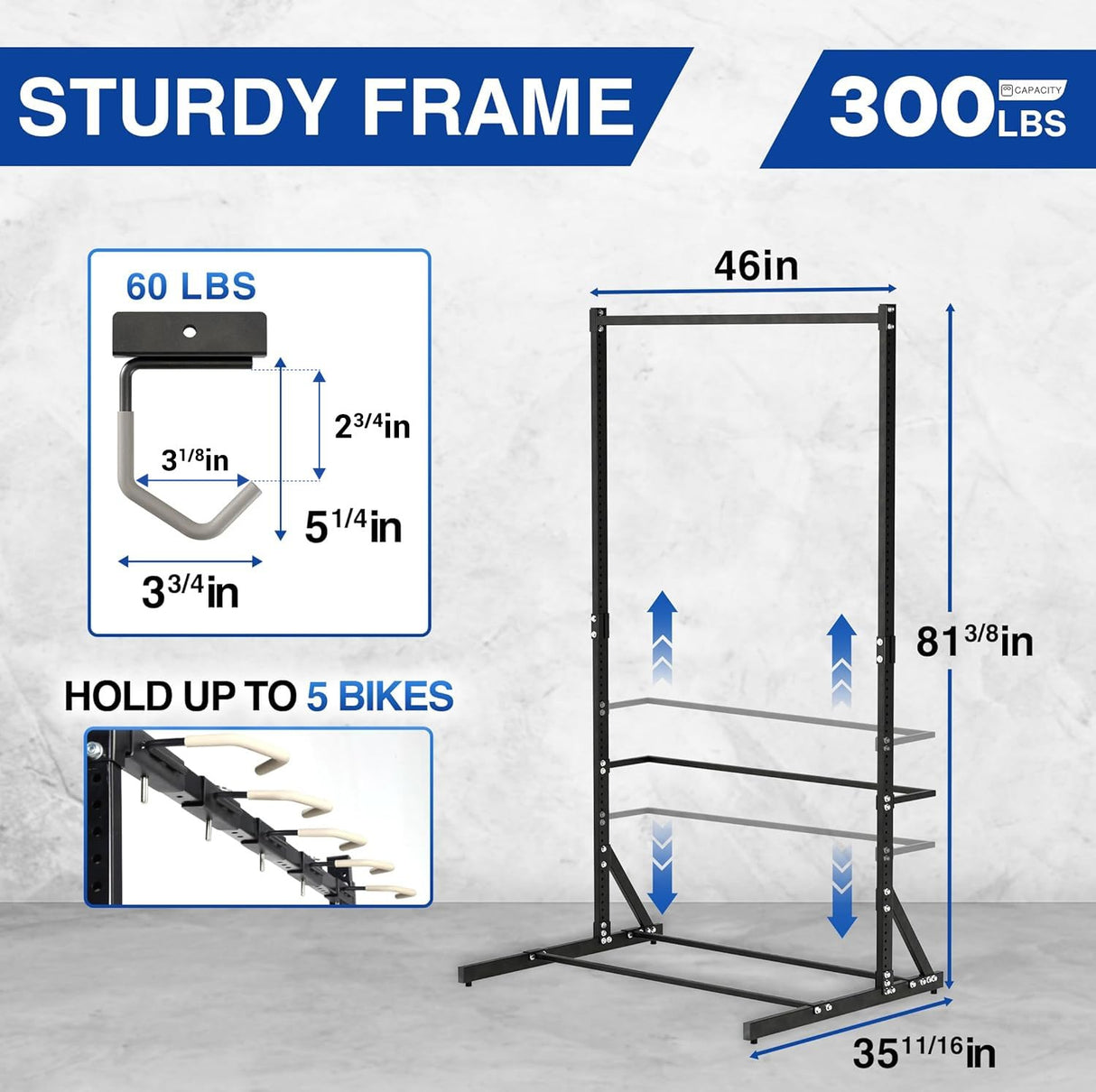 Yes4All Freestanding Bike Storage Rack, 300 Lbs 5 Levels Sturdy Steel Vertical Bike Rack, Bike Racks for Home and Garage Organizer, Indoor/Outdoor Bike Storage Rack Yes4All