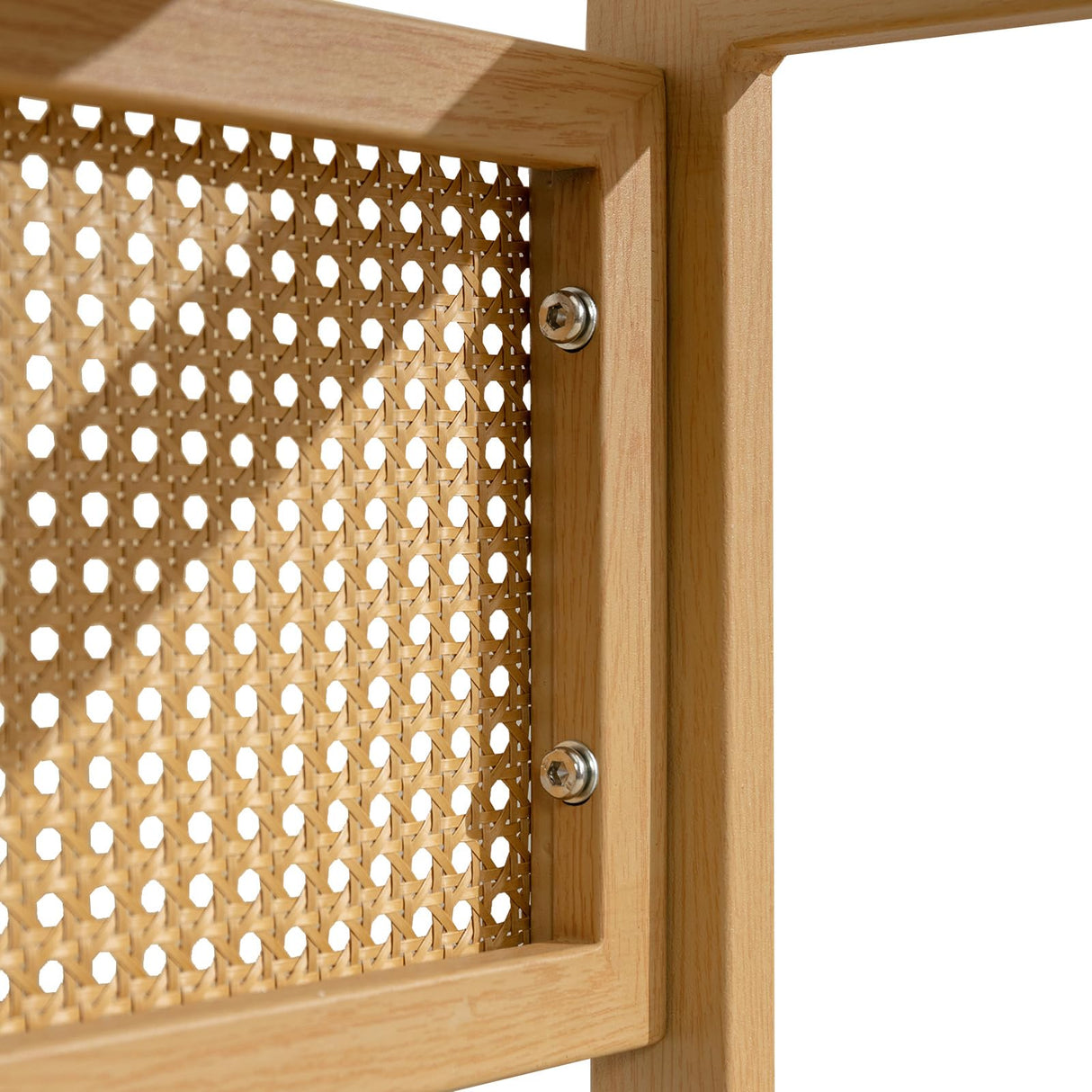 COSVALVE Boho Dining Table Chairs Set of 4, Tempered Glass Tabletop with Rattan Decor, Upholstered Cane Dining Chair with Rattan Back Metal Legs, for Dinner Living Room Reception COSVALVE