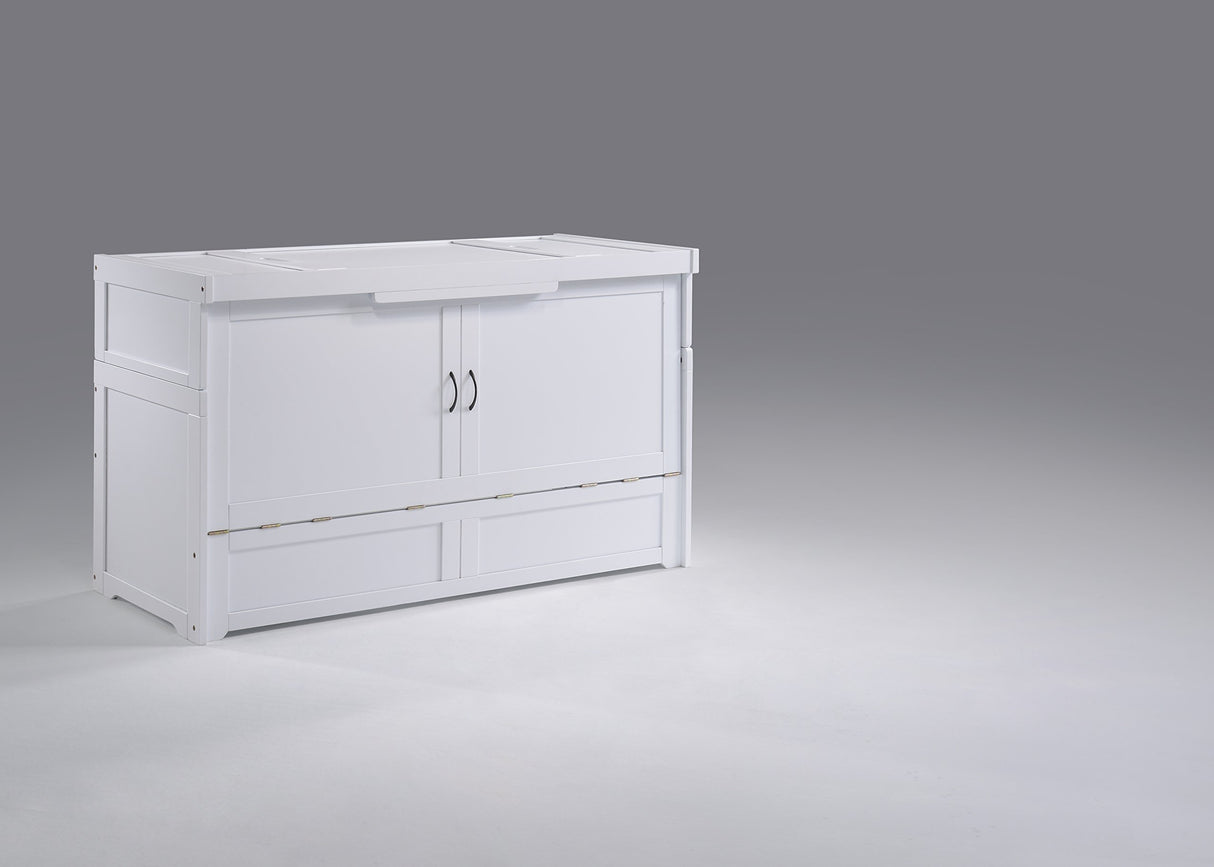 NIGHT & DAY Furniture Murphy Cube Cabinet Bed (White, Queen) Night & Day Furniture