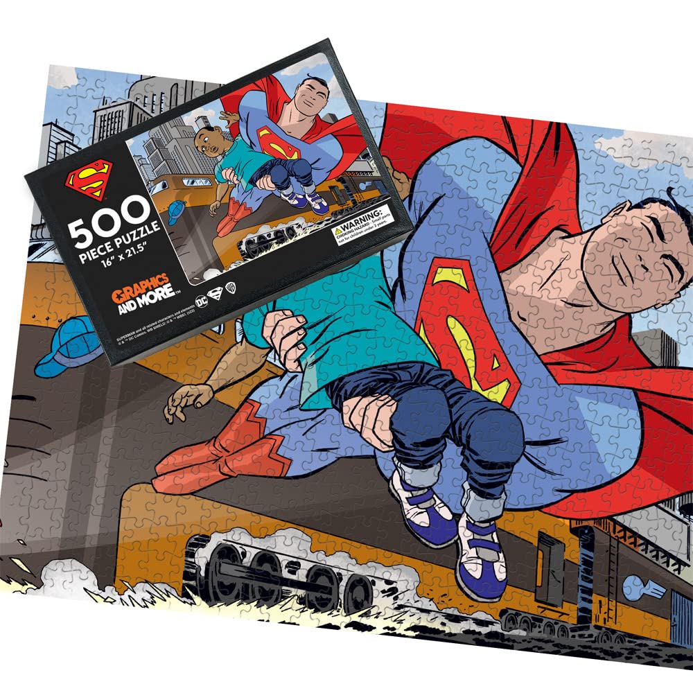 Superman Saves He Day 500 Piece Jigsaw Puzzle for Adults, 16" L X 21.5" W GRAPHICS & MORE