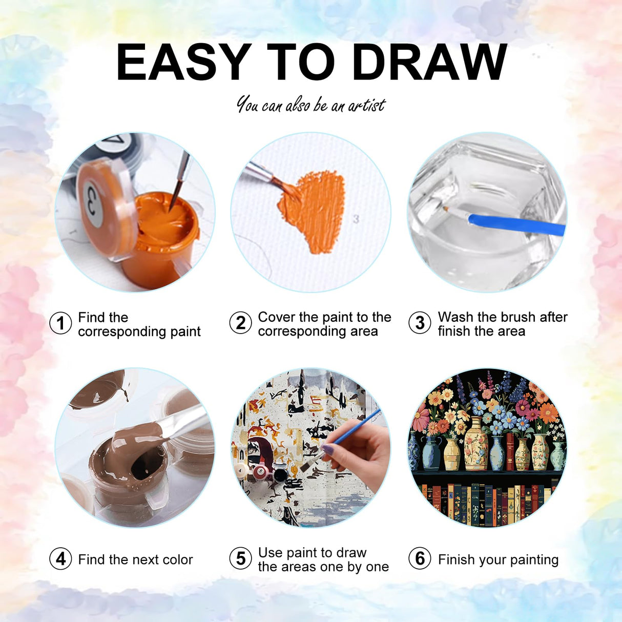 Yezavesu Bookshelf Paint by Numbers Kit for Adults Beginner, Book Adult Paint by Number Kits on Canvas Without Frame, DIY Acrylic Flowers Painting by Numbers for Home Wall Decor Gift 16x20 Inch Yezavesu