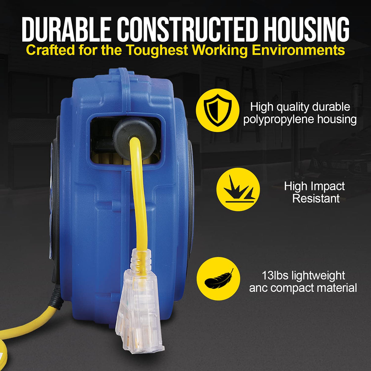 Goodyear Extension Cord Reels (12AWG x 40 FT (SJTOW Cable) w/LED Light-Up Tap) Goodyear