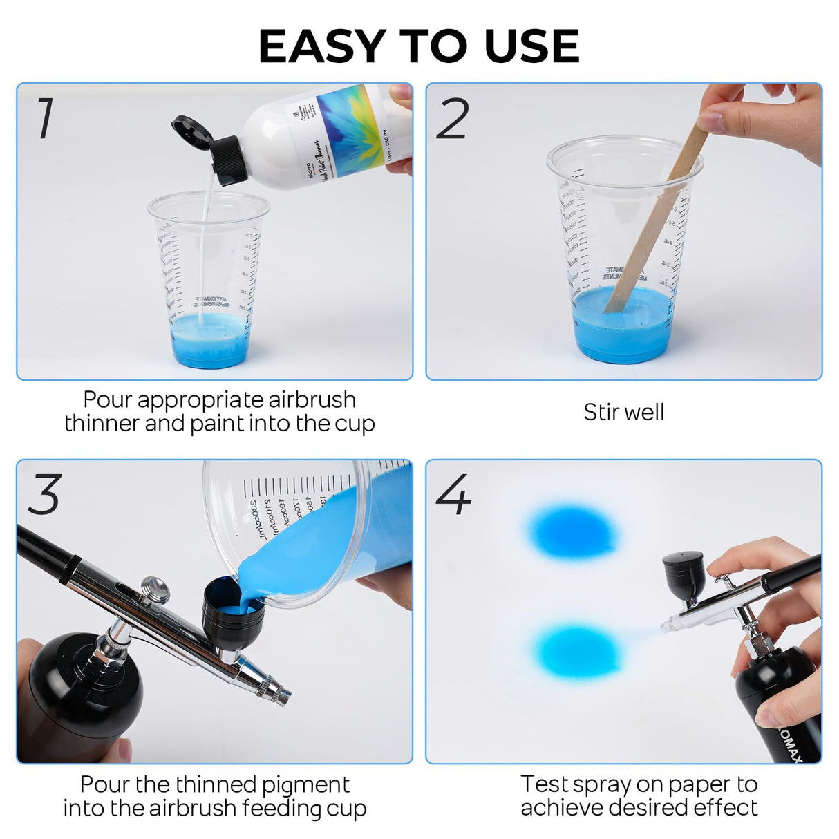 Nicpro Airbrush Thinner, 8.45 oz Water-Based Airbrush Medium, Acrylic Air Brush Paints to Improve Color Flow, for Model, Wood, Canvas, Metal, Plastic, Leather, for Beginners & Artists Nicpro