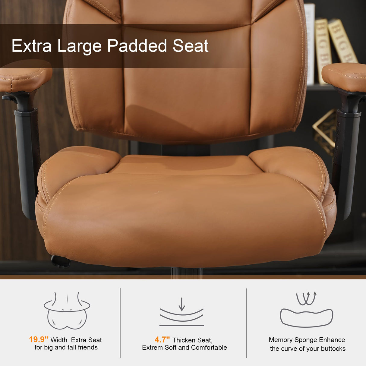 Okeysen Drafting Chair Standing Desk Chair, 500 LBS Leather Big and Tall Office Chair with Adjustable Armrests & Foot Ring, Modern Tall Desk Chair with Mid Back, Swivel Rolling Drafting Stool. Okeysen