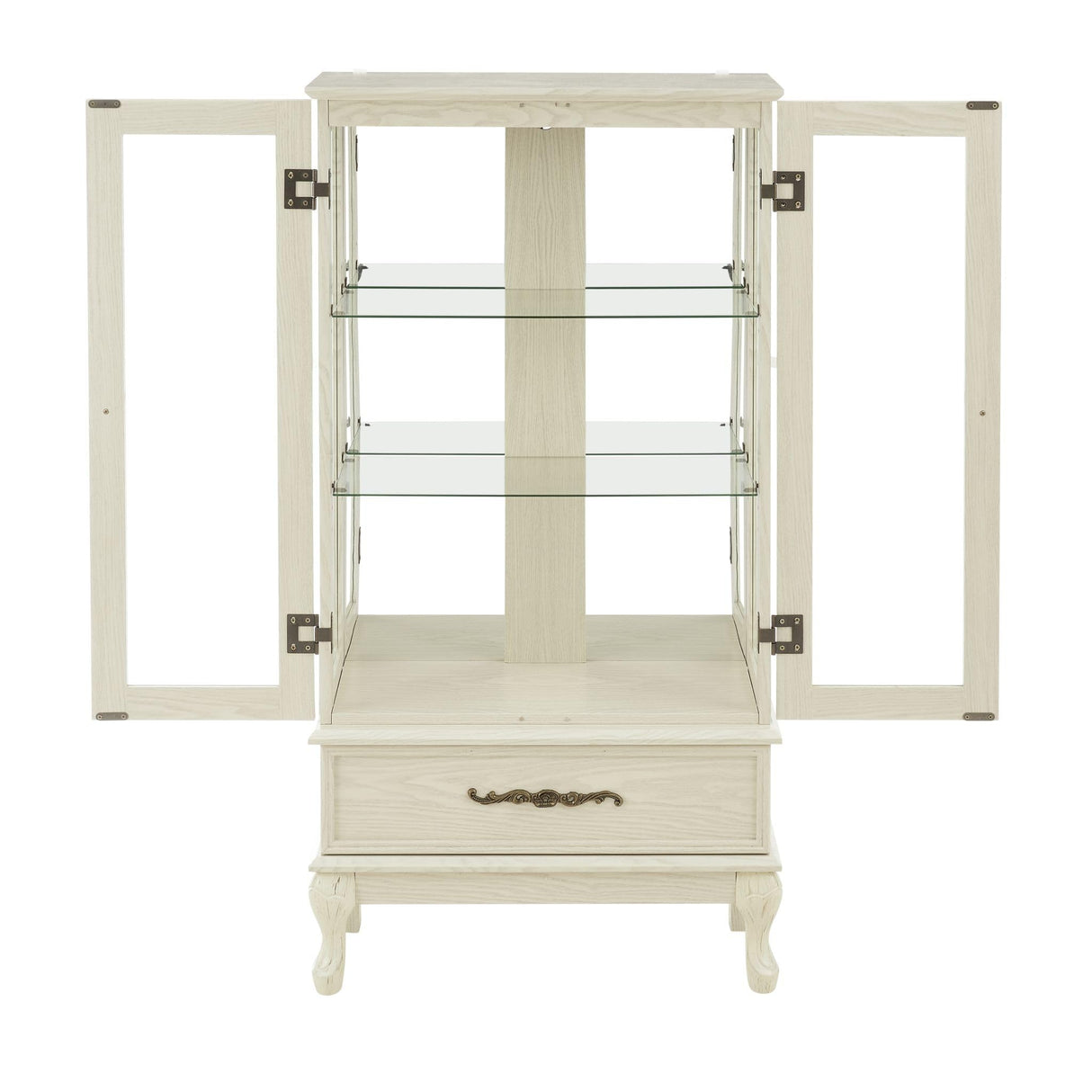 CKEASEAN Curio Cabinet with Tempered Glass Doors, 52" H Glass Display Cabinet with Light Bulb inclued, Curio Storage Cabinet with Mirrored Back Panel and Adjustable Shelves (White) CKEASEAN