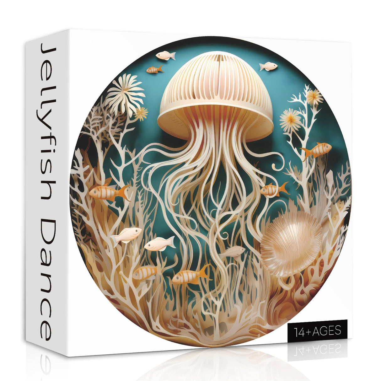 Ocean Jellyfish Puzzles for Adults 1000 Pieces, Impossible Deep Blue Sea Fish Jigsaw Puzzles, Round Jellyfish Paper Art Challenging Puzzle as Wall Decor PPuzzling