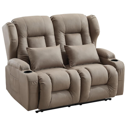 SAMERY 54.2" RV Loveseat Recliner Sofa, Manual Recliner Loveseat RV Sofa Home Theater Seating with Arm, Cup Holders and Side Pocket for Living Room/Office/Apartment