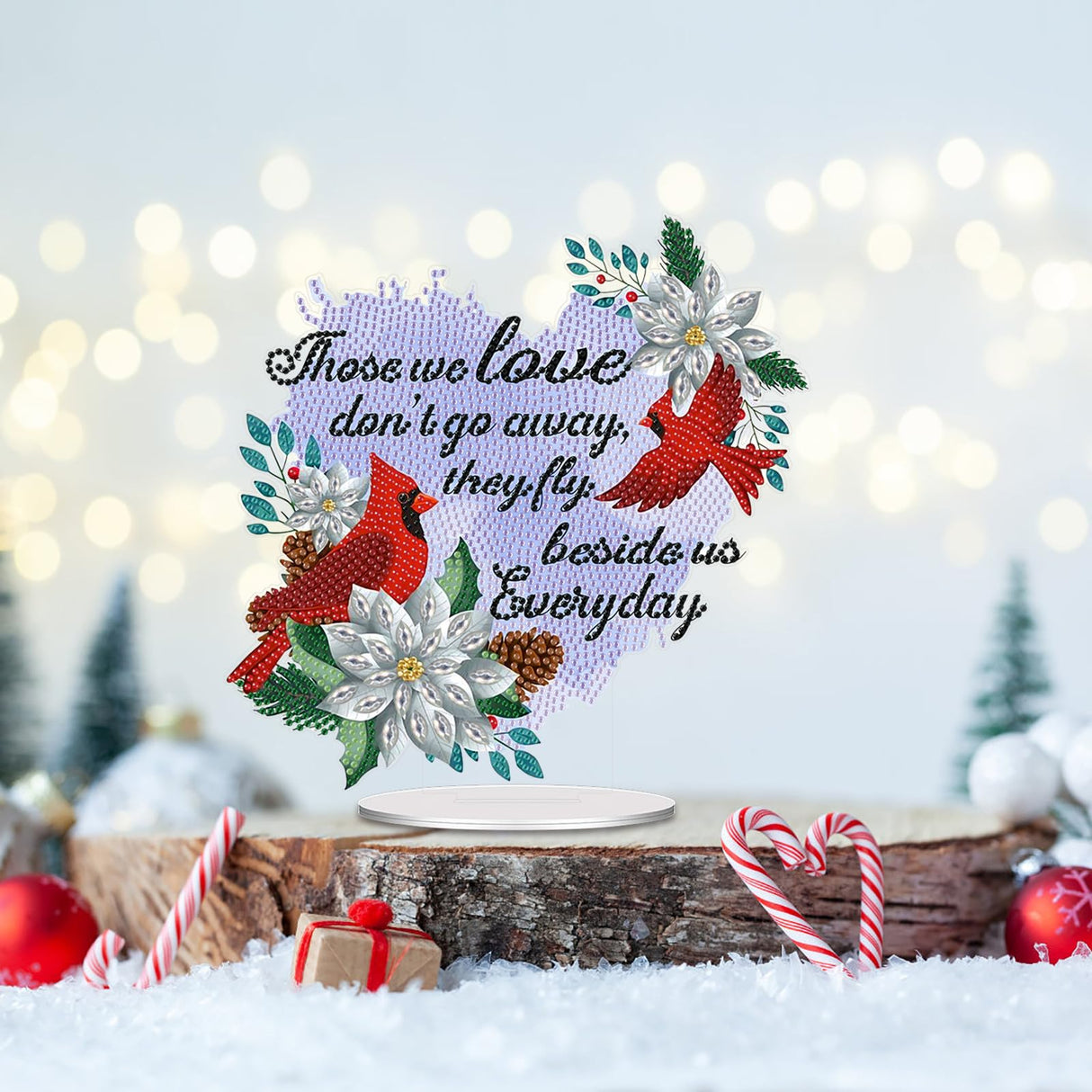 ARTopet DIY Diamond Art Painting Desktop Ornaments Christmas Diamond Art Tabletop Ornaments Single Sided Diamond Design for Home Decor-Cardinal Text ARTopet