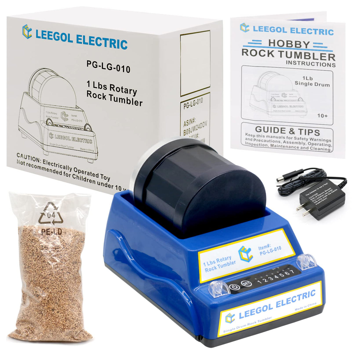 Leegol Electric 1LB Rock Tumbler – Rotary Rock Polisher with 7-Day Timer Leegol Electric