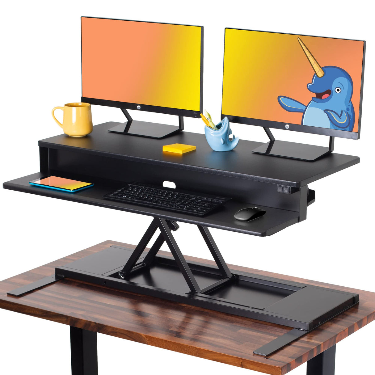 Stand Steady Flexpro Power 40 Inch Electric Standing Desk | Electric Height-Adjustable Stand up Desk | by Award Winning Holds 2 Monitors + Laptop! | Easy Quiet Adjustments! (Black) (40") Stand Steady