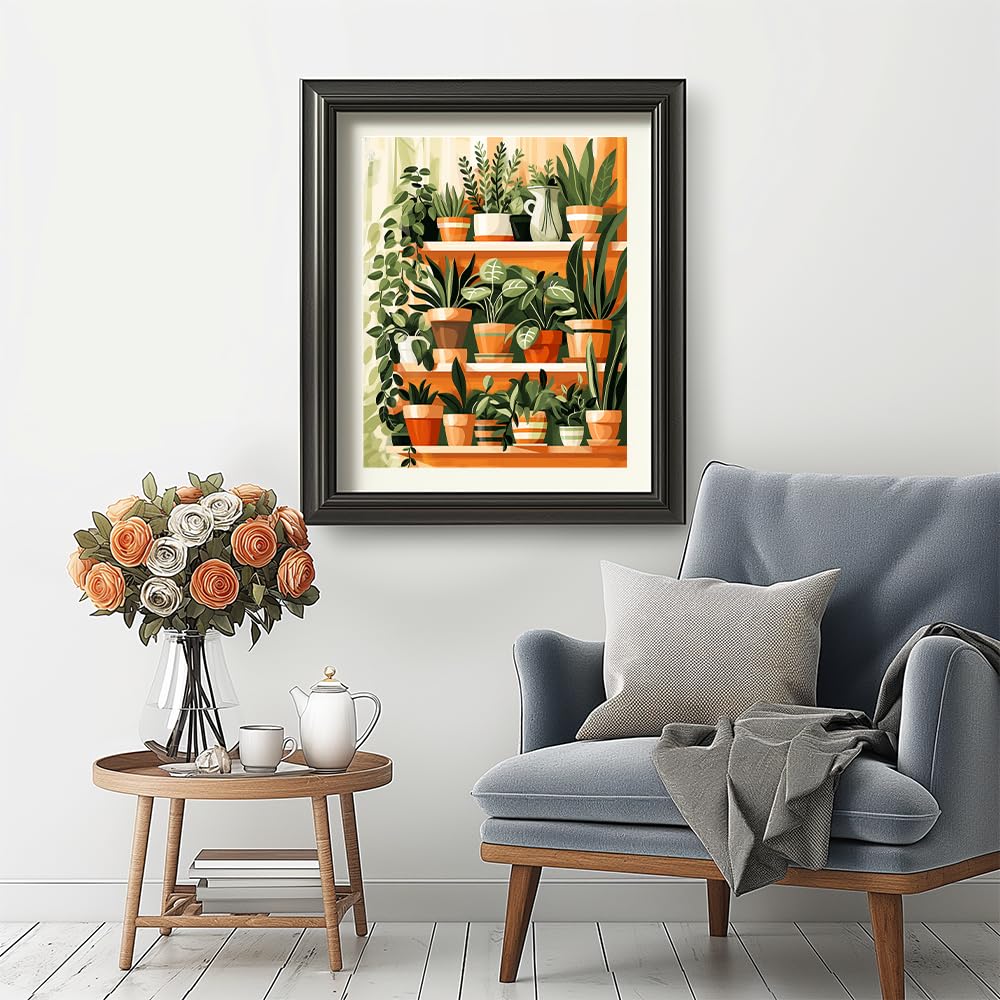 Natuyalo Paint by Numbers for Adults - DIY Adult Paint by Number Kits Painting on Canvas Green Plant Painting by Numbers for Beginners, Potted Art Craft Kits for Adults (16x20 Inch) Natuyalo