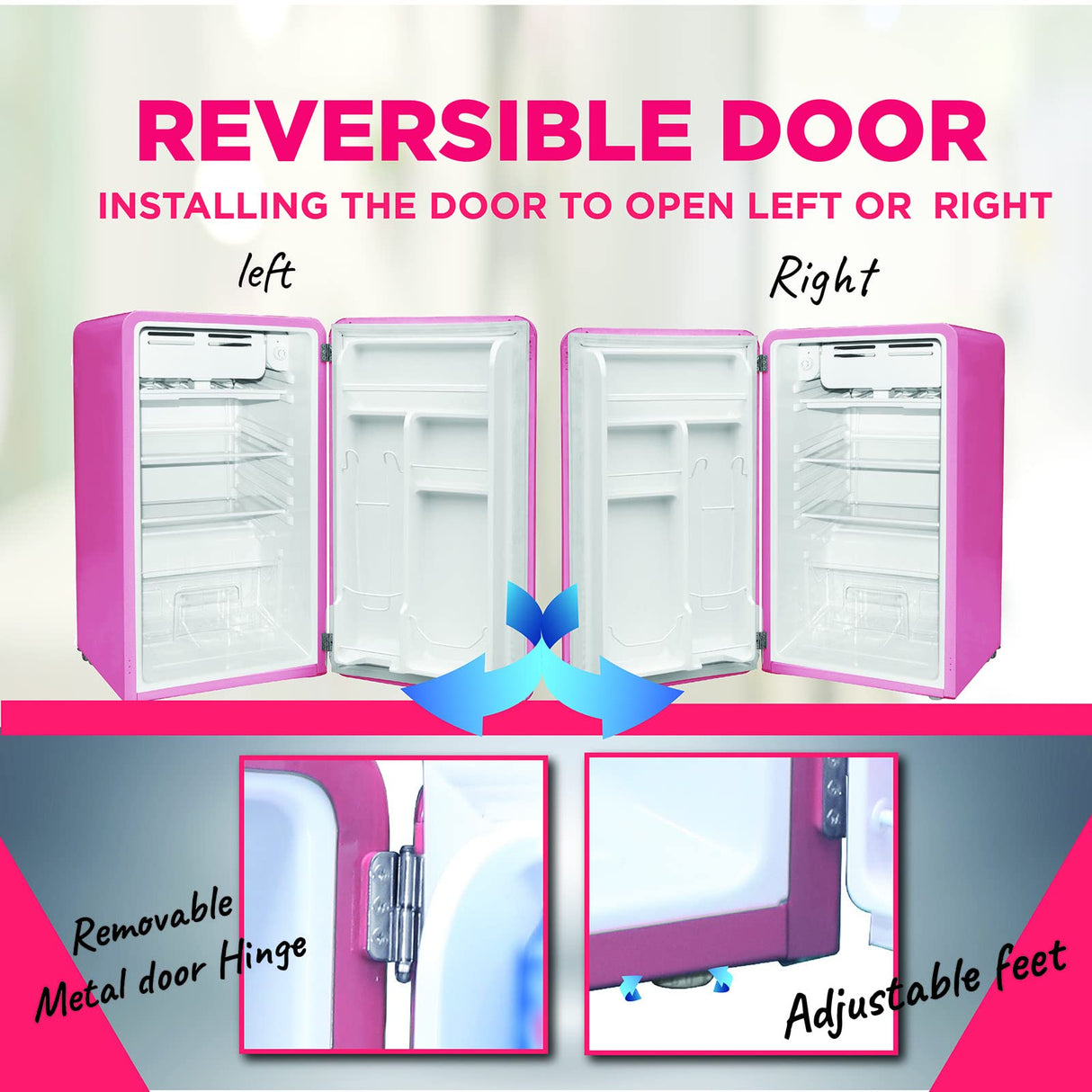 FRIGIDAIRE EFR372-PINK 3.2 Cu Ft Pink Retro Compact Rounded Corner Premium Mini Fridge Frigidaire