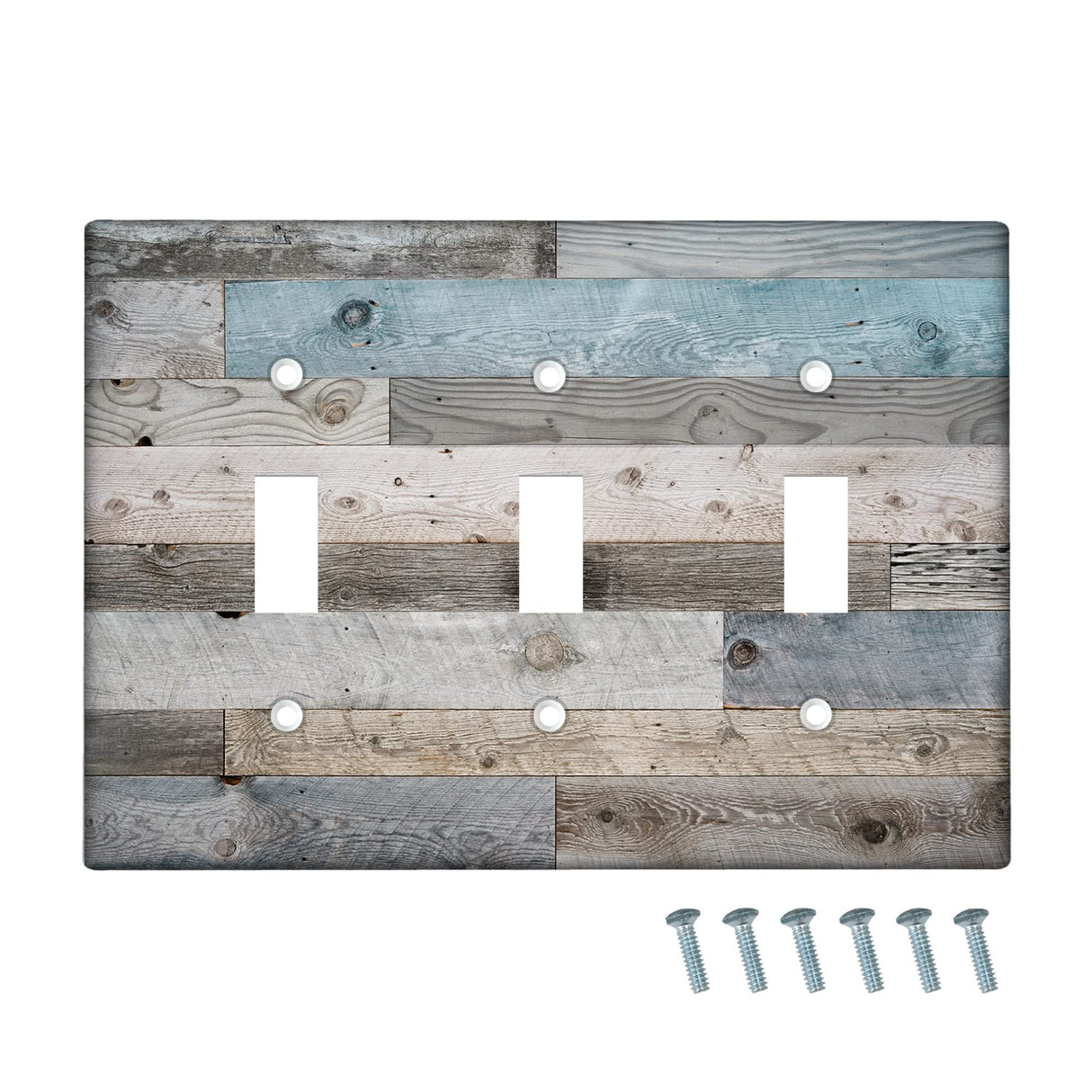Rustic Farmhouse 3 Gang Toggle Switch/Wall Plate Retro Wooden Decorative Light Switch Cover Outlets Covers for Bedroom Kitchen Home Decor Xianshime