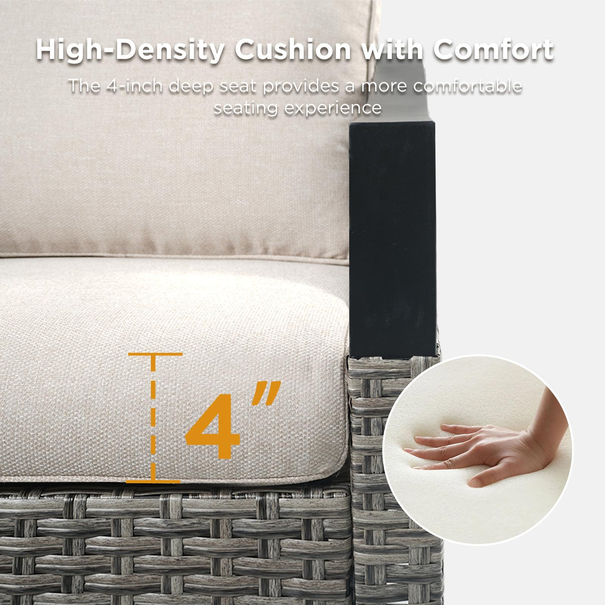 10 Piece Outdoor Patio Furniture Set-All Weather Outdoor Conversation Sets Sectional Sofa with Wicker Swivel Rocker Patio Chairs, Thick Cushions Ottomans for Porch Balcony Patio Deck Grey/Beige PLANNTONNEO