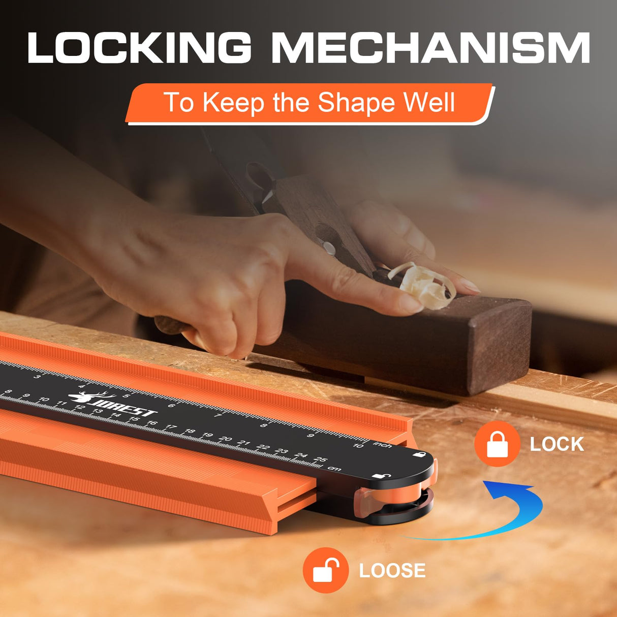 JOREST Contour Gauge with Lock (10 Inch), Gifts Ideas for Men Dad Carpenter Handyman, Profile Tool for Tile Flooring, Carpet laying, Woodworking, Measuring Angle/Shape/Outline/Edge Jorest