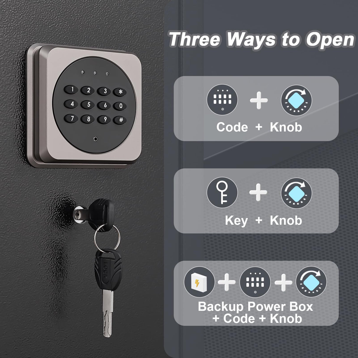 HEANVO 2-3 Rifle Gun Safe, Quick Access Gun Safe with Alarm, Home Gun Safe with Digital Keypad, Compact Long Gun Safe with Removable Spacer and LED Lights HEANVO