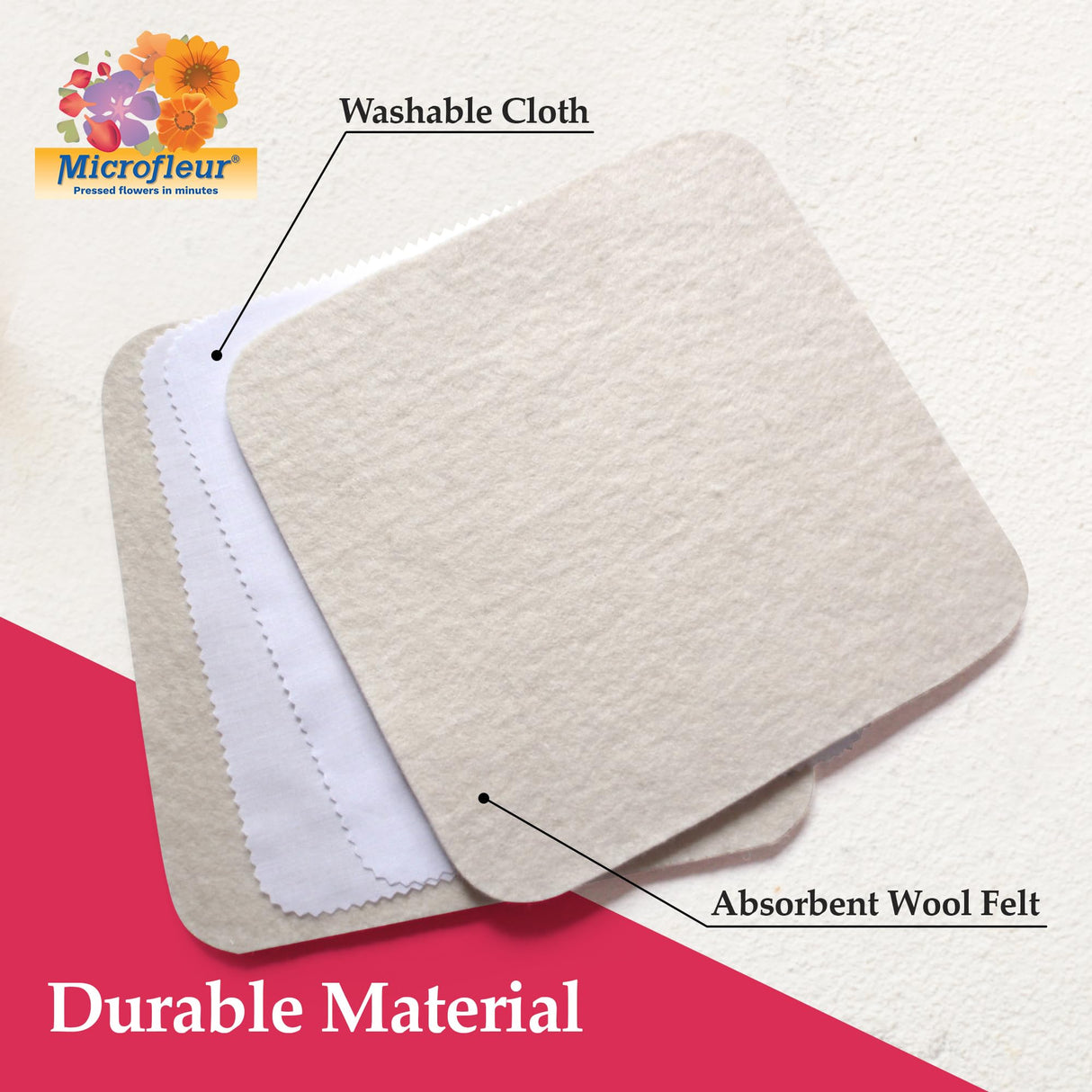 Microfleur Microwave Flower Art Press Kit for Kids and Adults - DIY with Washable Absorbent Cloth, Ideal for Plant Lovers 5" (13 cm) Microfleur