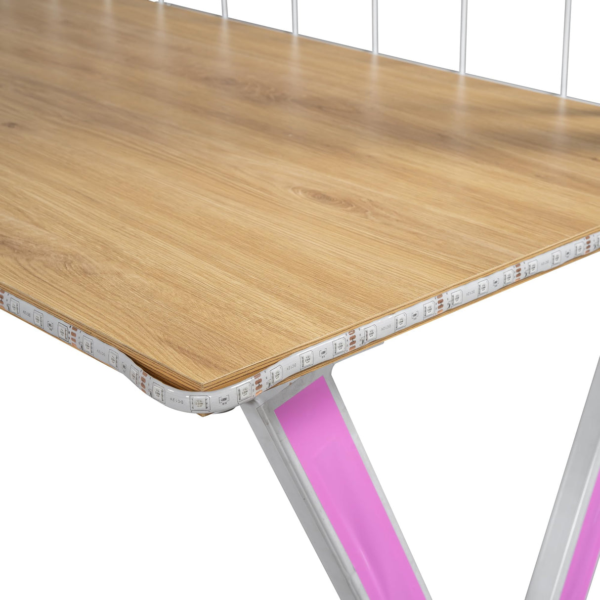 HZXINKEDZSW Full Size Metal Loft Bed with Built-in Work Station,Wardrobe,Storage Staircase and LED,Modern Bed Frame with Safety Guardrail for Kids Teen Girls Boys Bedroom Furniture (White-05, Full) HZXINKEDZSW