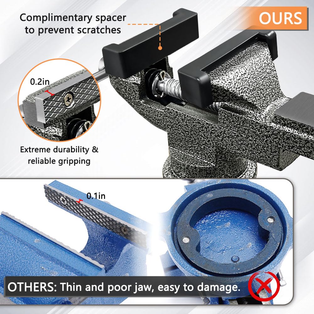 COLCUT Table Vise 3.1 Inch, 360° Home Vise Portable Bench Clamp, Clamp-on Vise Bench Clamps Fixed Tool for Woodworking, Metalworking, Cutting Conduit, Drilling, SawingTable COLCUT