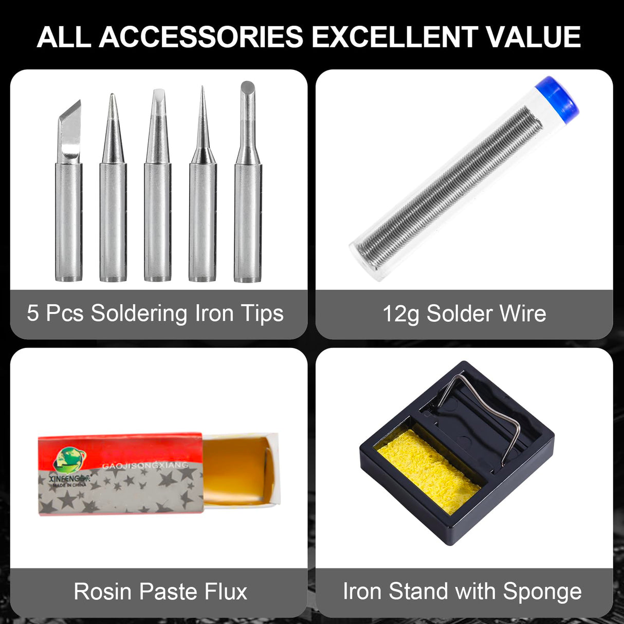 FEITA Electric Soldering Iron Kit with 80W LCD Digital Adjustable Temperature Soldering-iron, 5 Soldering Tips, Rosin Flux, Solder Wires & Stand, Electrical Soldering Kit for Electronics FEITA