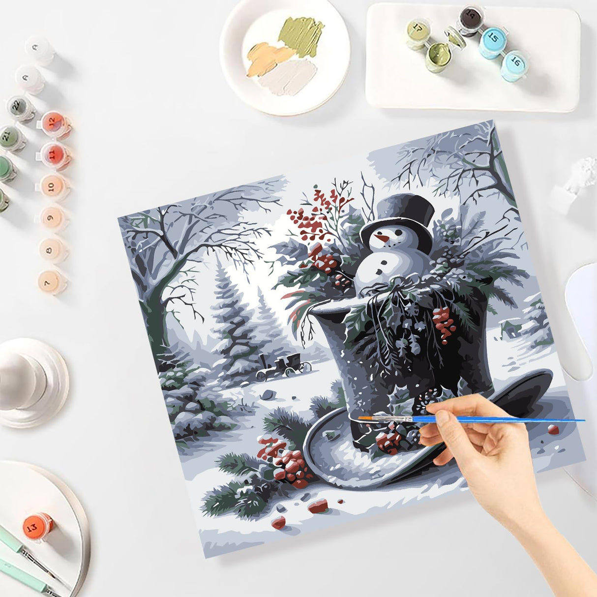 Christmas Paint by Numbers for Adult,Paint by Numbers Kit for Adults Beginners,DIY Paint by Numbers Acrylic Paint Canvas Xmas Hat Painting Kits Art,Home Wall Decor, 11.8X11.8 inch(Without Frame) APTDYIGL