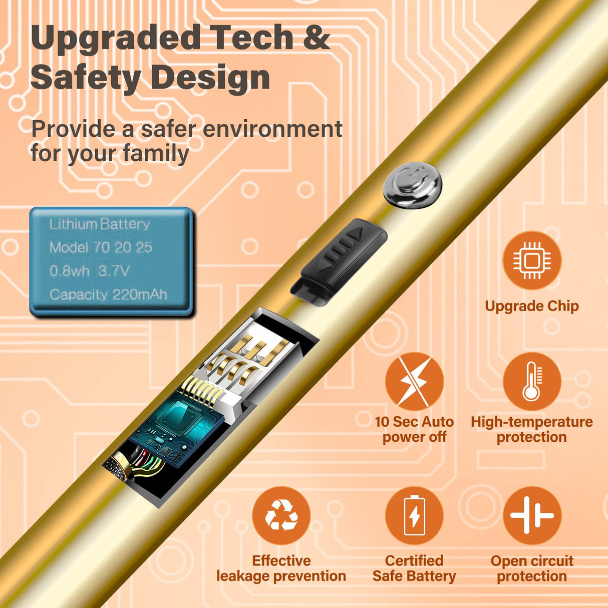 Navpeak Candle Lighter Long Neck Windproof Electric Rechargeable Arc Lighter for Light Candles Gas Stove Fireplace BBQ Kitchen Grills(Gold) Navpeak