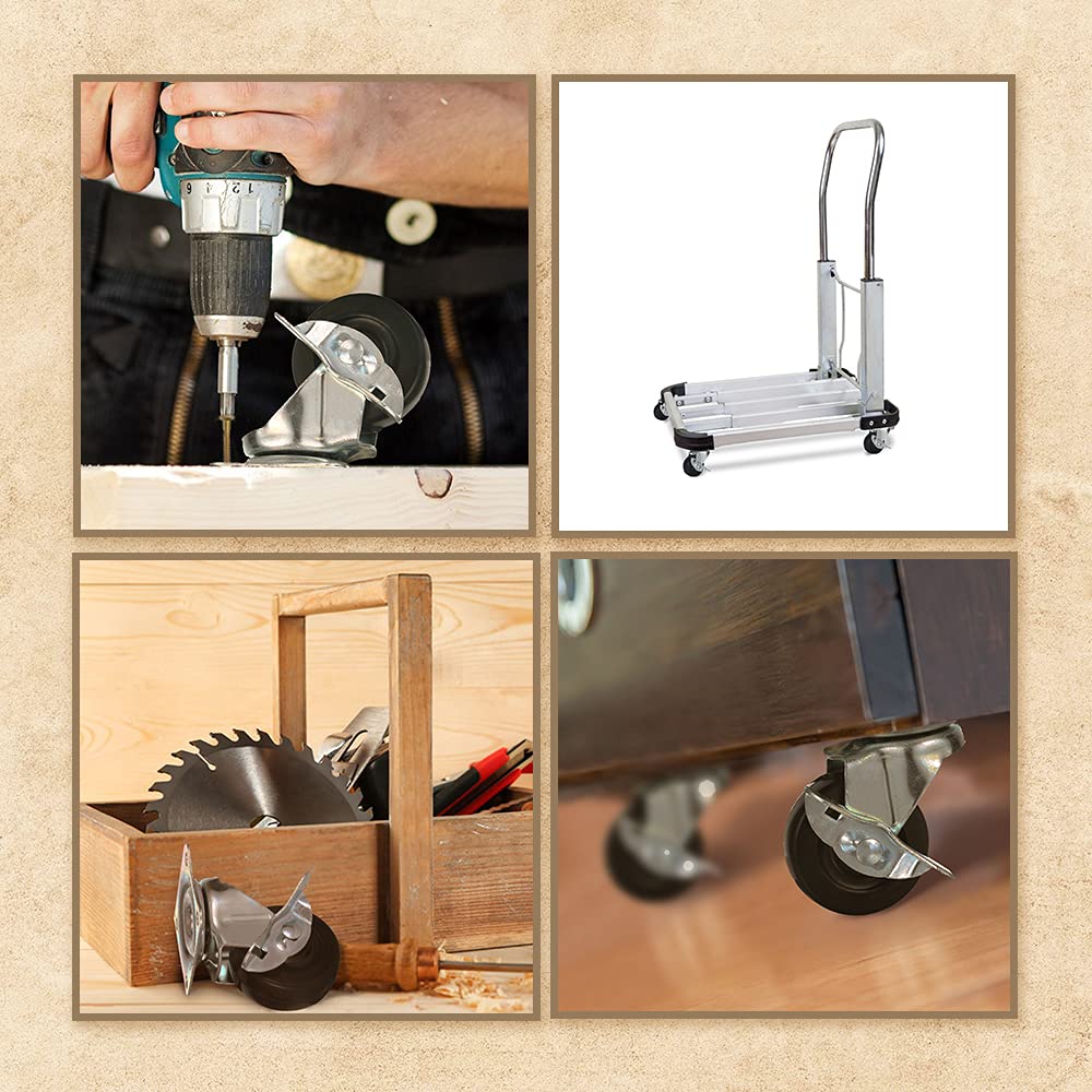 FactorDuty 8 Pack 2" Swivel Caster with Brake Wheels Hard Rubber Base w/Top Plate & Bearing (2" Combo-8 pcs) FactorDuty