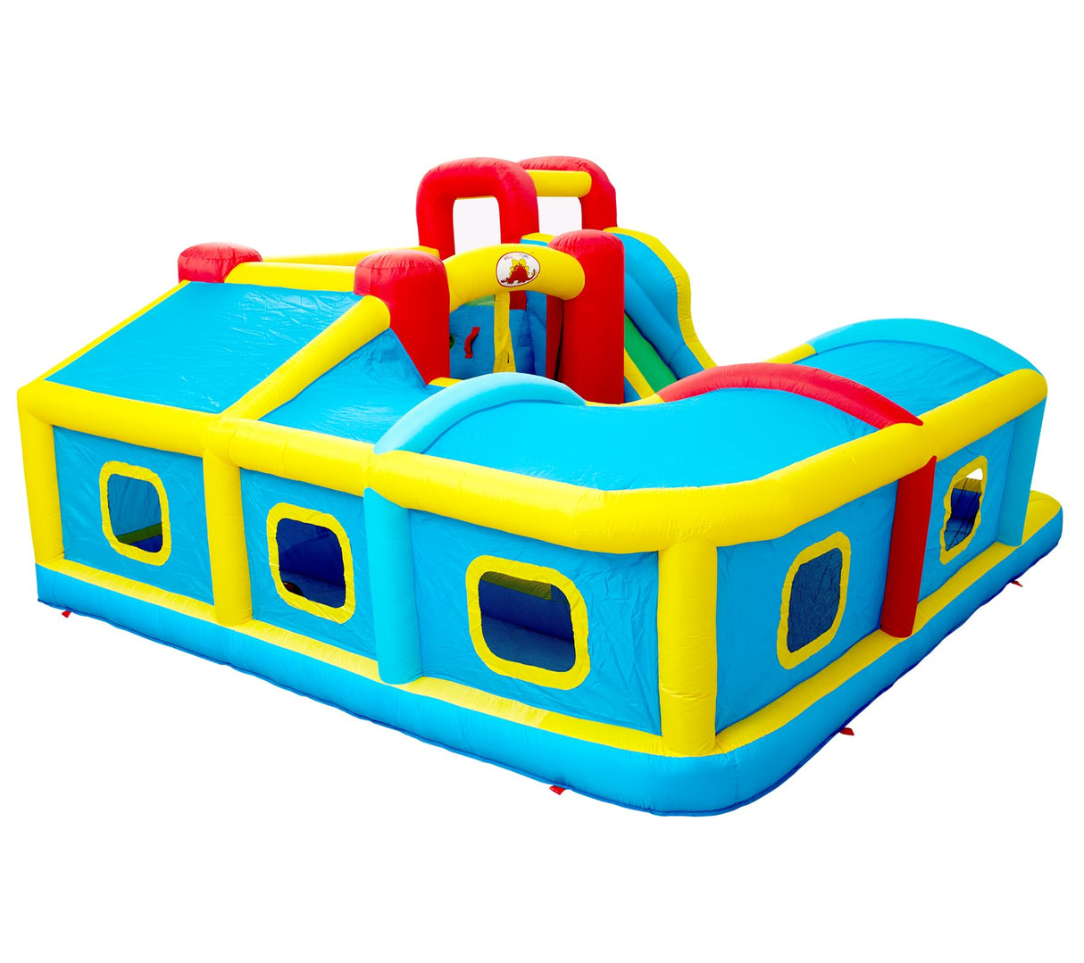 WELLFUNTIME Inflatable Bounce House with Slide, Jumping Castle with Blower and Wave Pool, Basketball Rim, Long Tunnel WELLFUNTIME