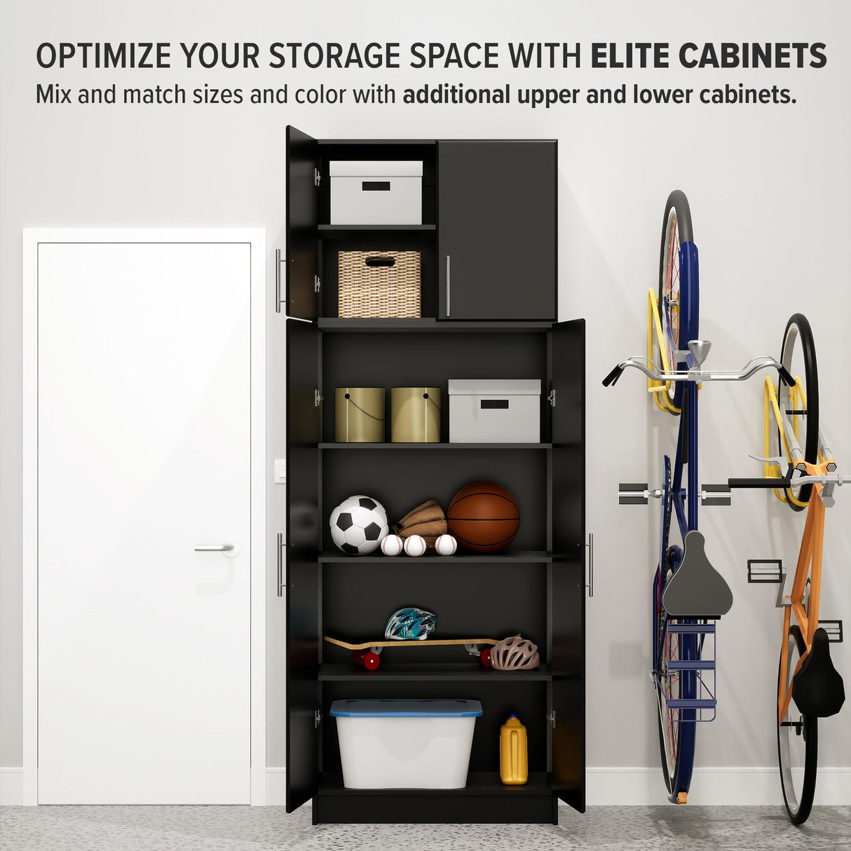 Prepac Elite Black Wall Mount Cabinet - Versatile Storage for Kitchen, Bathroom, and Garage Prepac