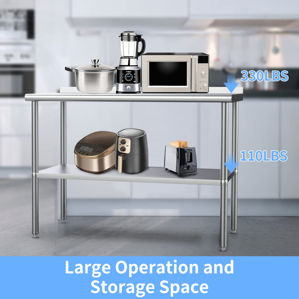 ROVSUN 36'' x 24'' Stainless Steel Table for Prep & Work,Commercial Worktables & Workstations,Heavy Dut Metal Table with Adjustable UnderShelf & Backsplash for Kitchen, Restaurant,Home,Hotel ROVSUN