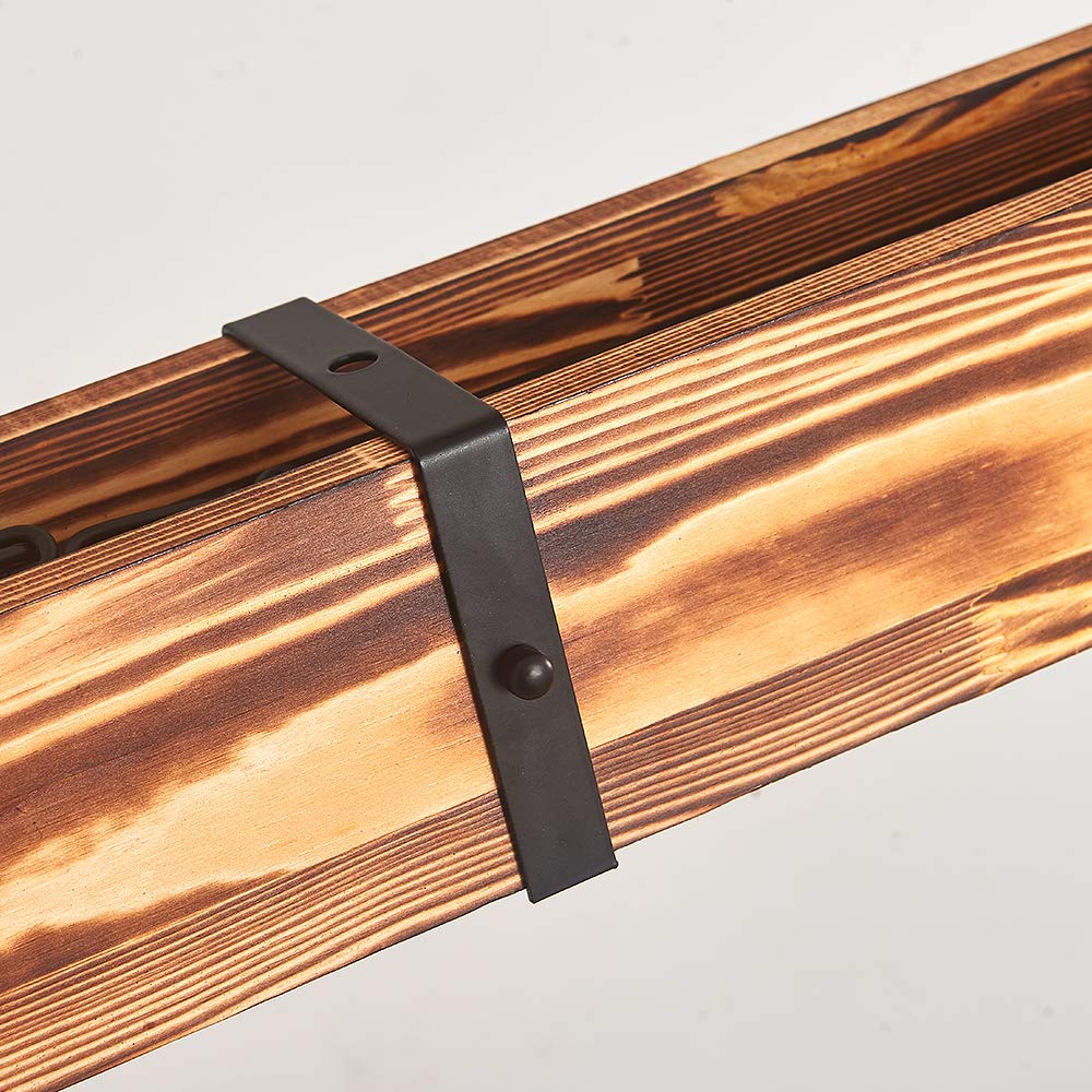 Maxax 4 Lights Kitchen Island Lighting, Led 4000K Farmhouse Linear Chandelier for Dining Room Pool Table Pendant Light Fixture, Rustic Wood Grain Finish, 39.3'' Industrial Pendant Light, Bulb Include Maxax