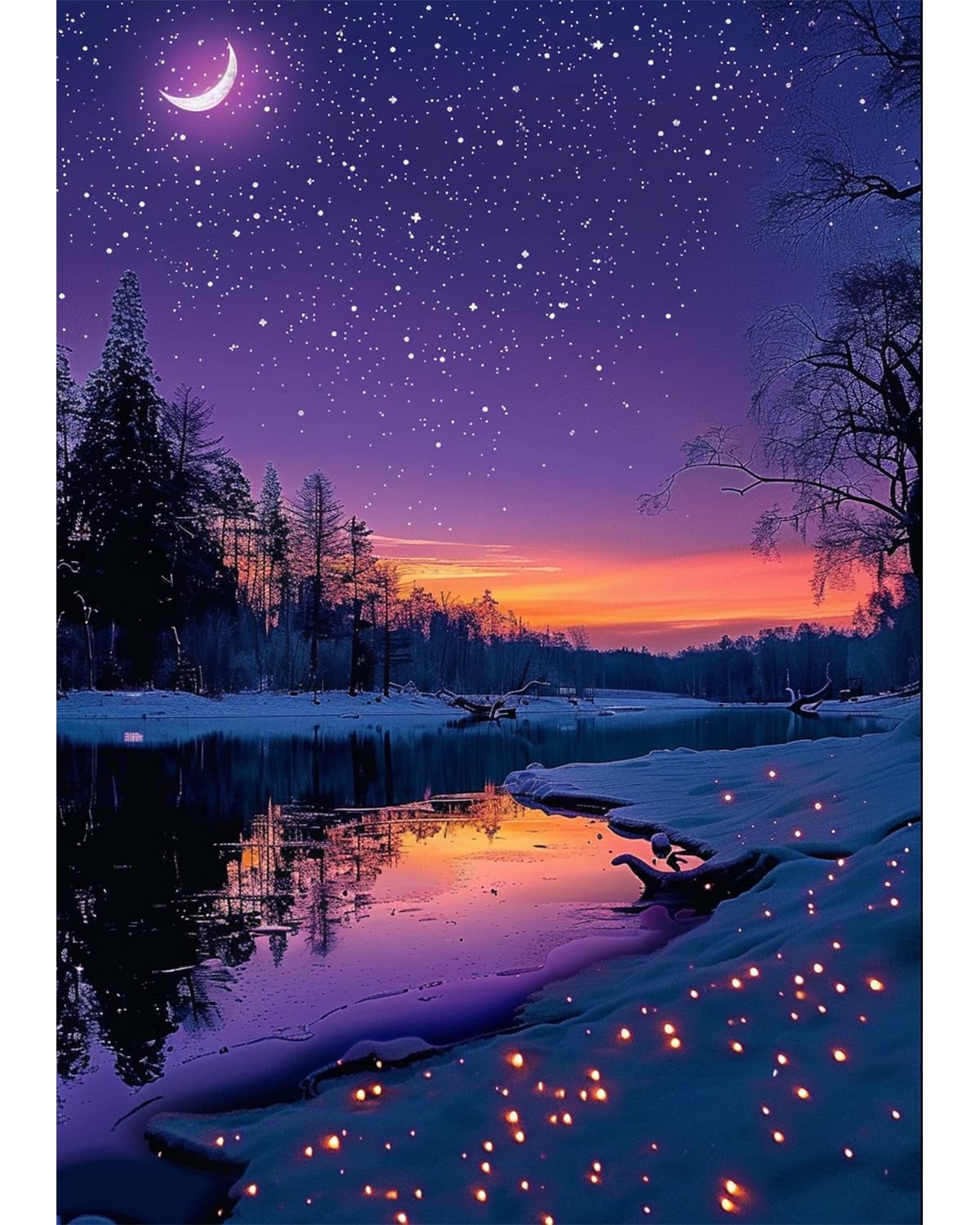 Starry Night Diamond Art Kits for Adults, Crafts 5D Diamond Painting Dot Kit for Adult Beginners, Nature Landscape DIY Round Dots Full Drill Diamonds Paintings Arts for Home Wall Decor Gifts 12X16 In Luckyrichrui
