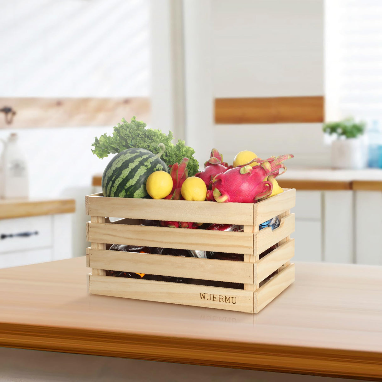 WUERMU Wooden Crates are Suitable for Storage, Milk Crates, Wine Crates, toy Crates, Display and Decoration, Camping, and Other Purposes. They are Sturdy and Durable, set of 2 Length of 17.7 inches. WUERMU