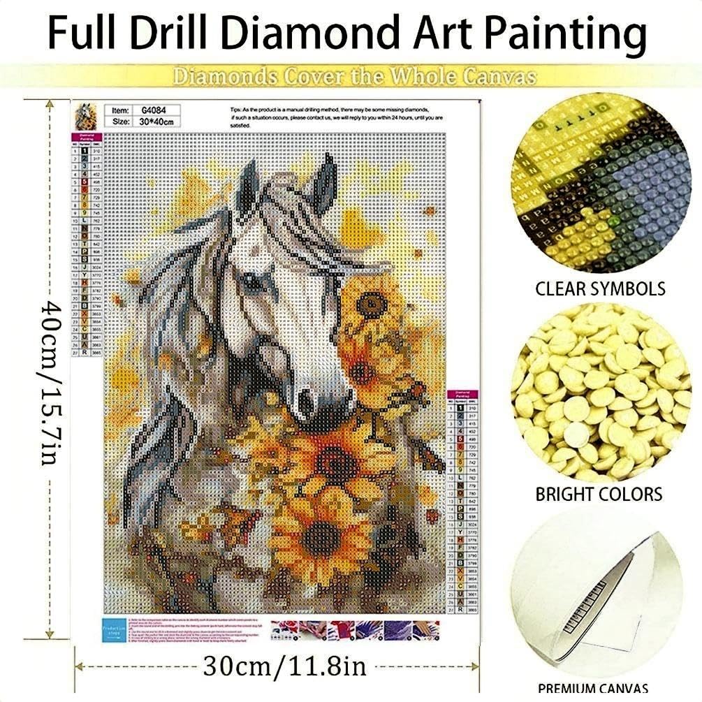 bleihum Horse Diamond Art Kits for Adults- 5D Diamond Painting Kits Horse, Horse Gem Painting Arts Crafts for Adults Home Wall Decor (12x16 Inch) bleihum