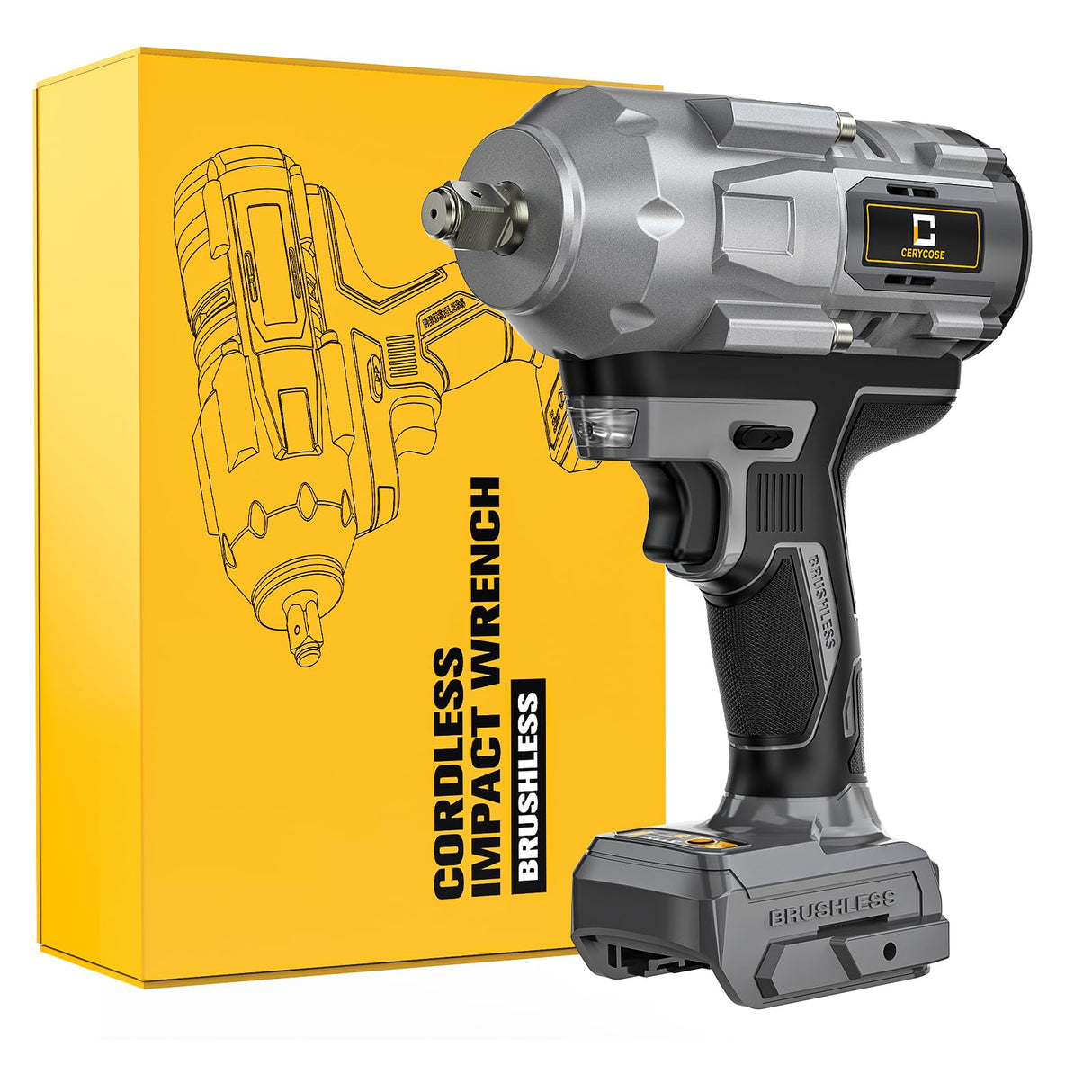 Cordless Impact Wrench 1/2 inch for Dewalt Battery, 900FT-LBS (1200N.m) Brushless Electric Impact Gun Includes LED Work Light, 2100RPM High Torque Impact Driver, Bare Tool Only Cerycose
