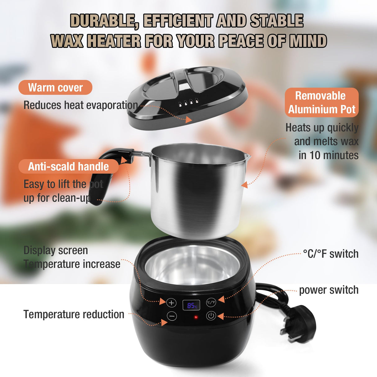 VALLYDOM Wax Melter, Candle Making Kit, Wax Pot 1000ml Capacity, Candle Jars for Making Candles, Wax Melter for Candle Making, with Spoon, Can be Used to Make Soy Wax, Soap Making Kit for Adults VALLYDOM