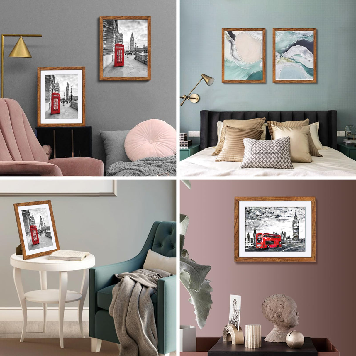 11x14 Picture Frame Solid Wood Display 8x10 Picture Frame or 9x12 with Mat or 11x14 Frame without Mat - Photo Frame 11x14 inch with 2 Mats for Wall Mounting or Table Top Tiblue