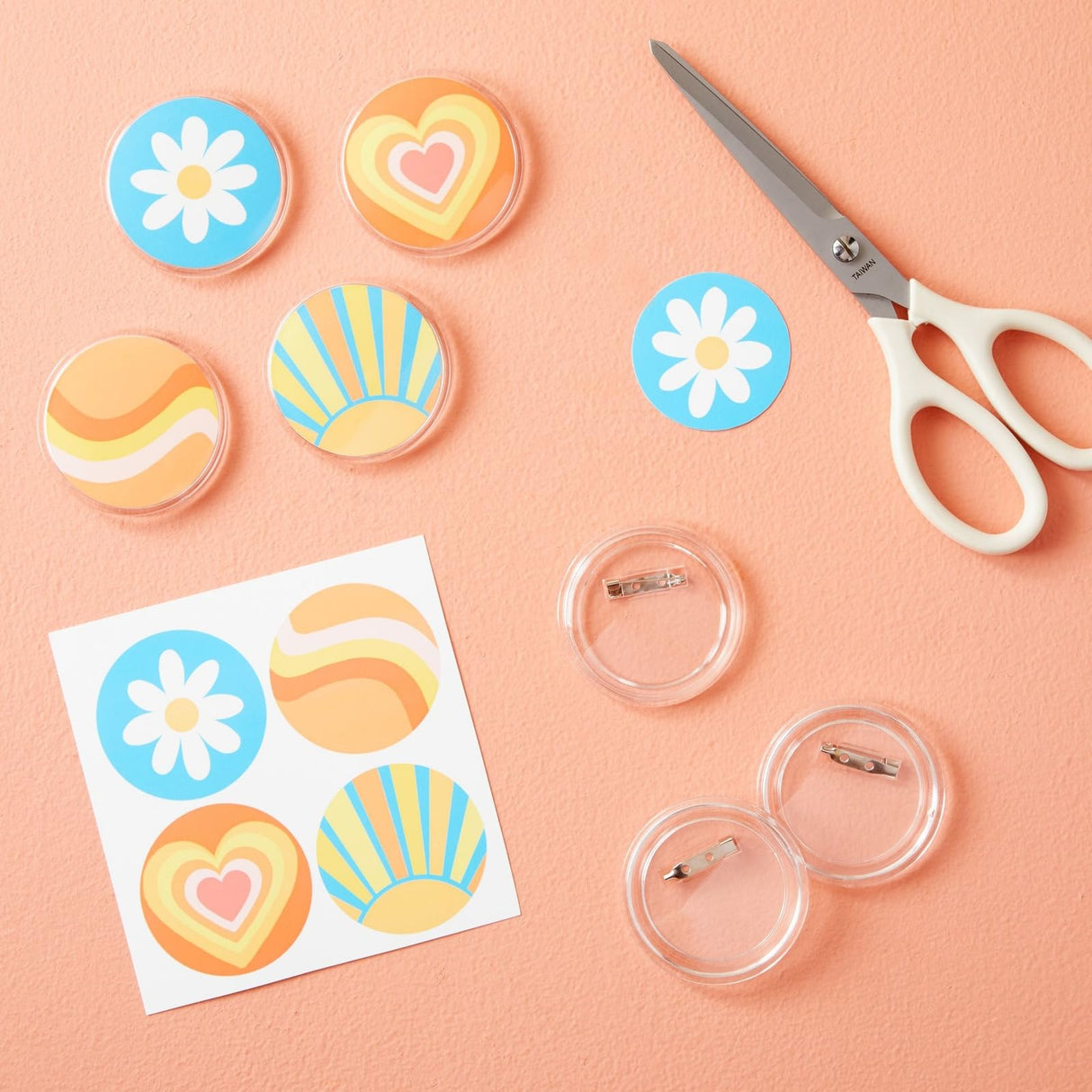 Juvale 36 Pack Make Your Own Blank Button Pins for DIY Crafts (2.25 in) Juvale