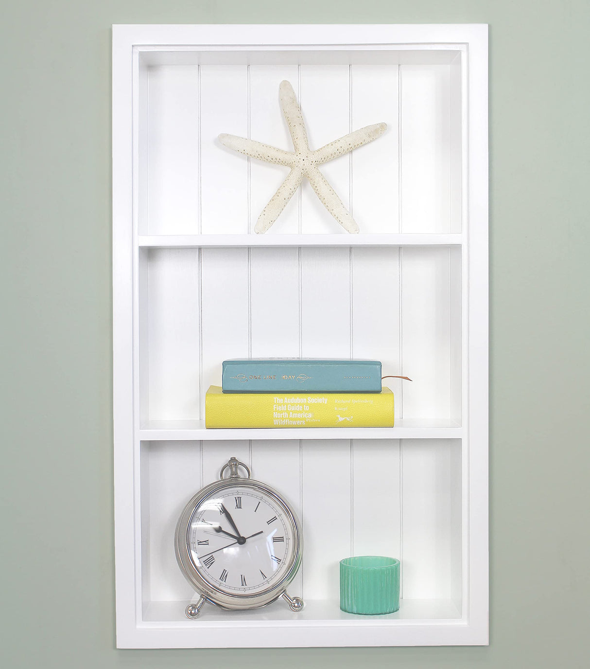 Fox Hollow Furnishings 14x24 Sloane Recessed Wall Niche Medicine Cabinet Replacement, in The Wall Bathroom Cabinet Insert Shelf/Shelves, Made in North America, Real Wood, NO MDF, White Beadboard Back Fox Hollow Furnishings