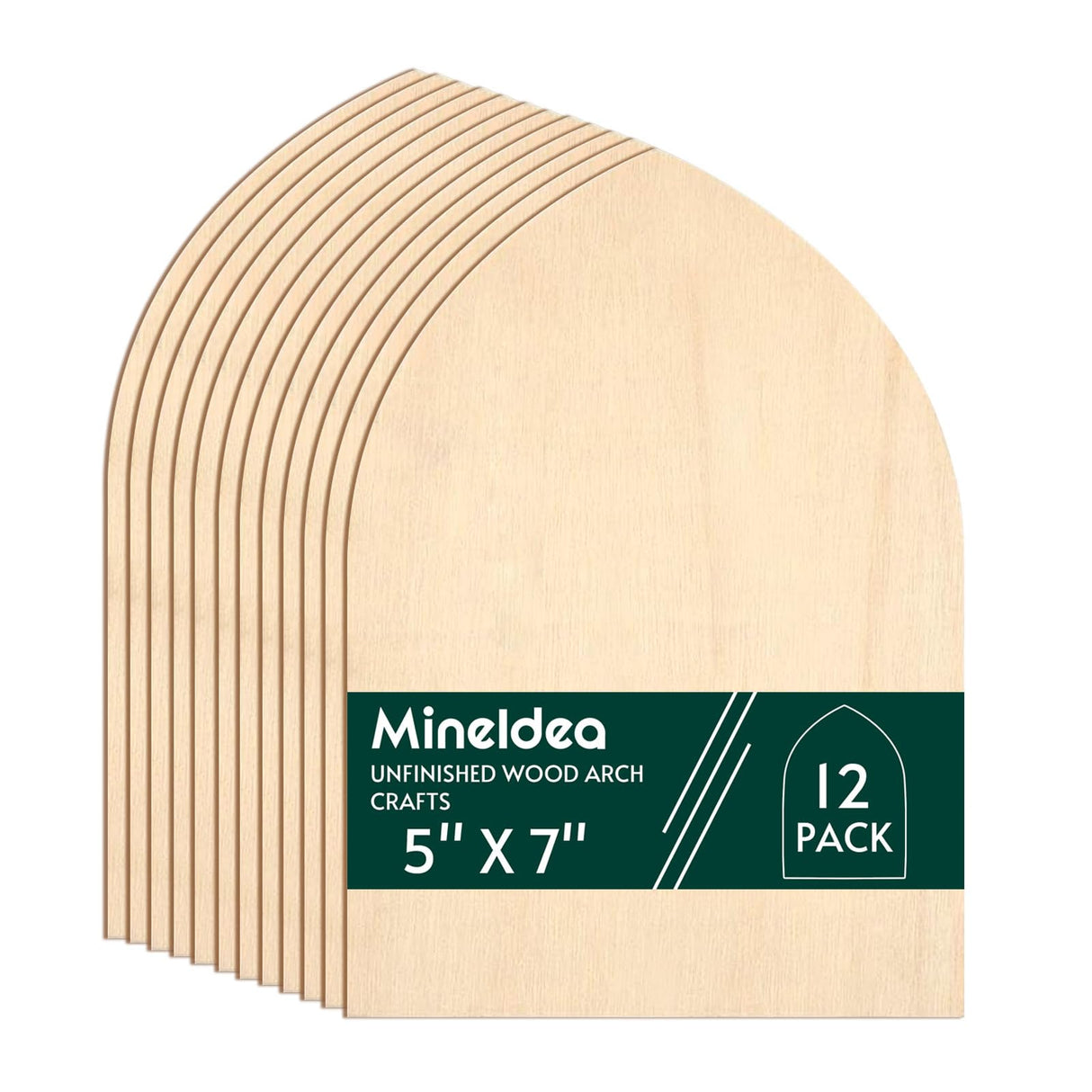 MineIdea 12 Pack Unfinished Gothic Arch Wood Plaque, 5" x 7" Unfinished Wood Arch Crafts DIY Wood Gothic Plaque, Unfinished Arch Wood Boards for Crafts DIY Wood Projects MineIdea
