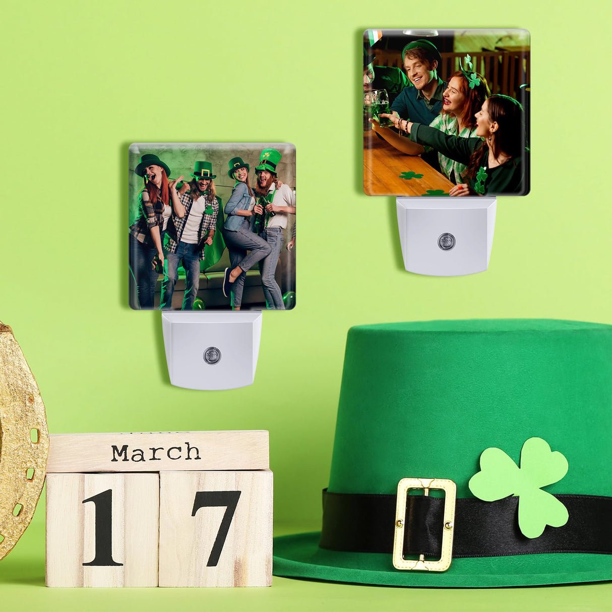 Tujoe 6 Pcs Valentine's Day Night Light Plug in Night Light Sublimation Plug into Wall with Light Sensor Flat Acrylic White LED Nightlight Craft for Wedding Bedroom Hallway Stairs Decor(Square) Tujoe